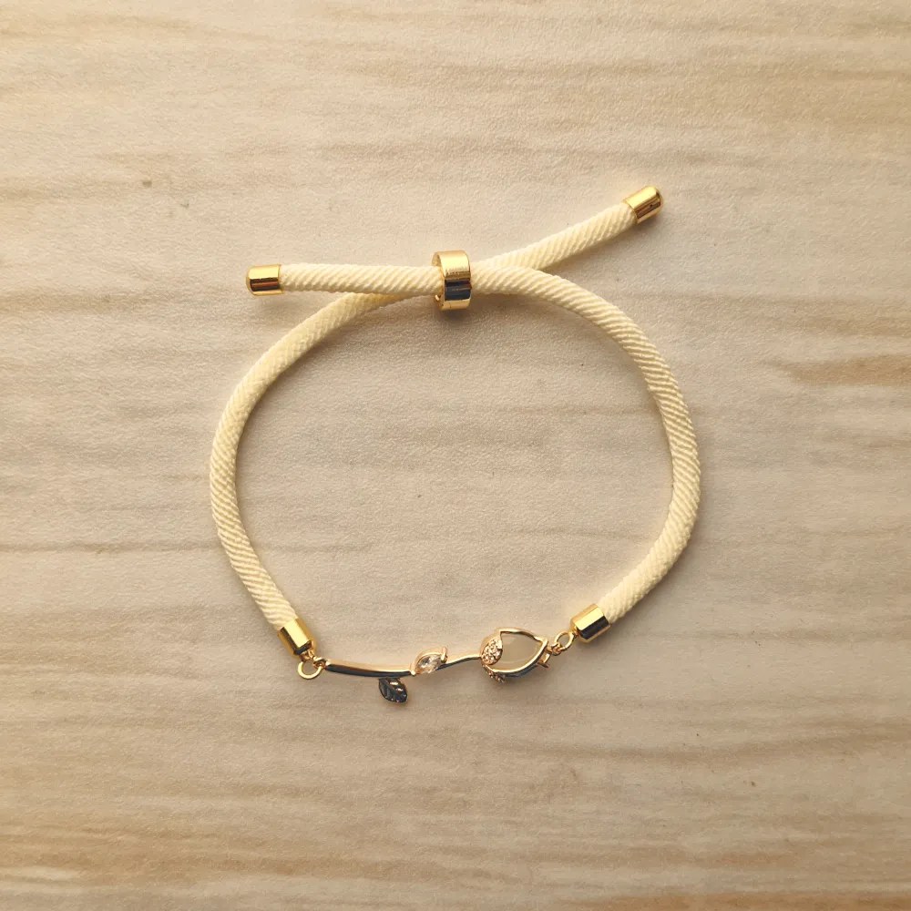 Dani Moonstone Rose Metallic Corded Slider Bracelet