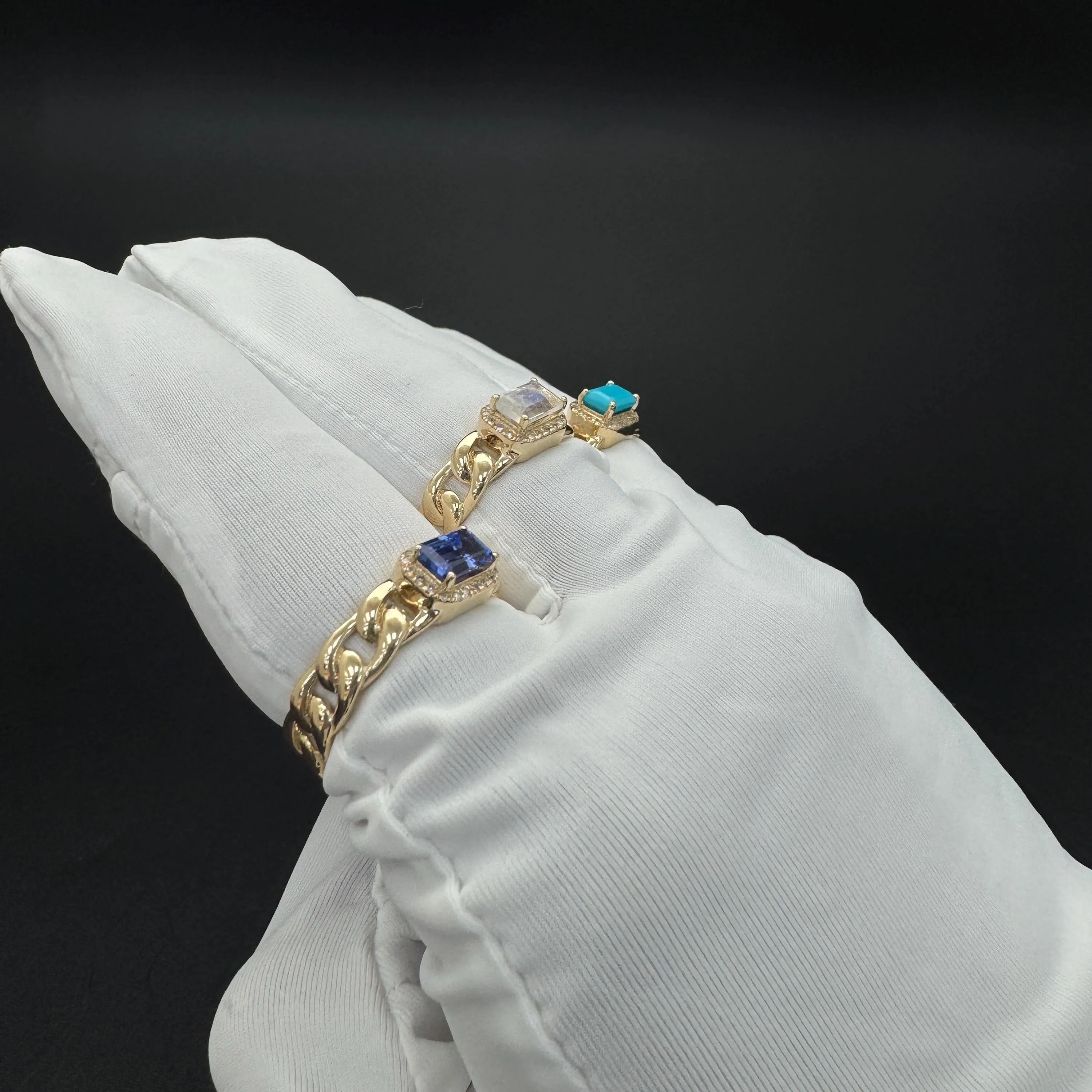 Diamond Rainbow Moonstone Ring