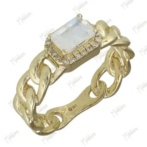 Diamond Rainbow Moonstone Ring