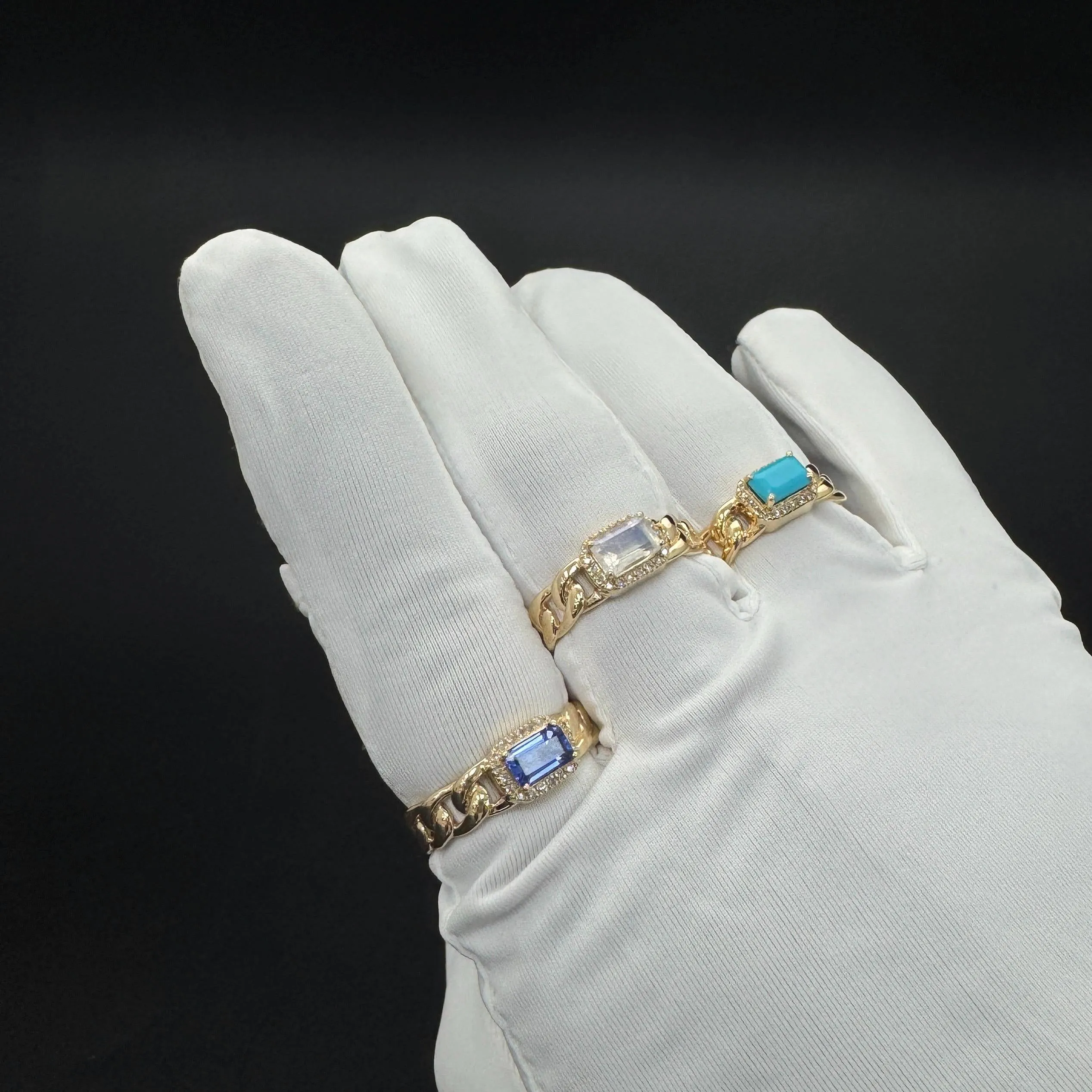 Diamond Rainbow Moonstone Ring