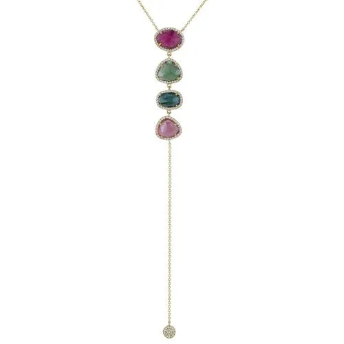 Diamond Tourmaline Necklace Free Size stone