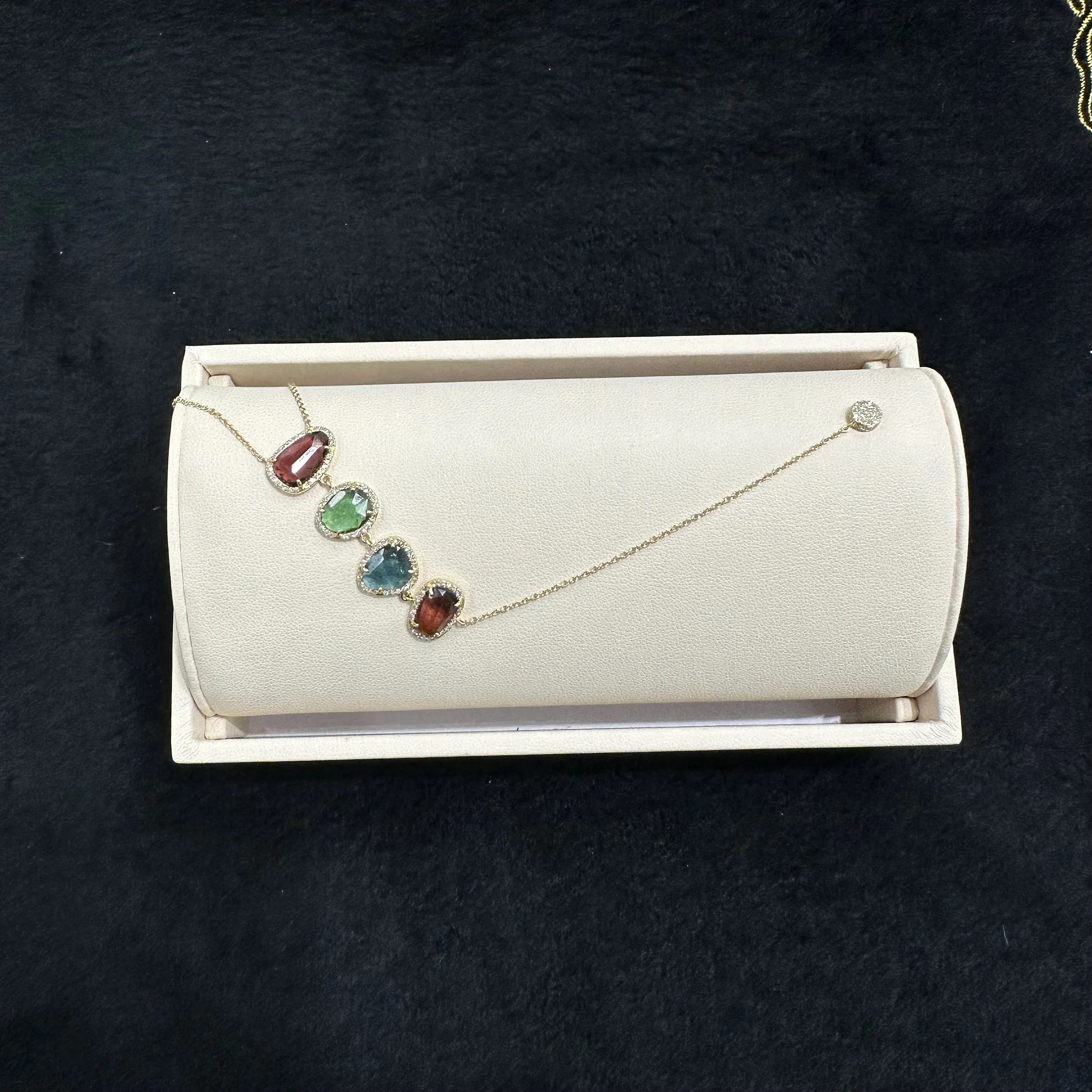 Diamond Tourmaline Necklace Free Size stone