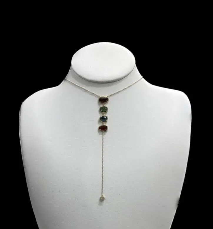 Diamond Tourmaline Necklace Free Size stone