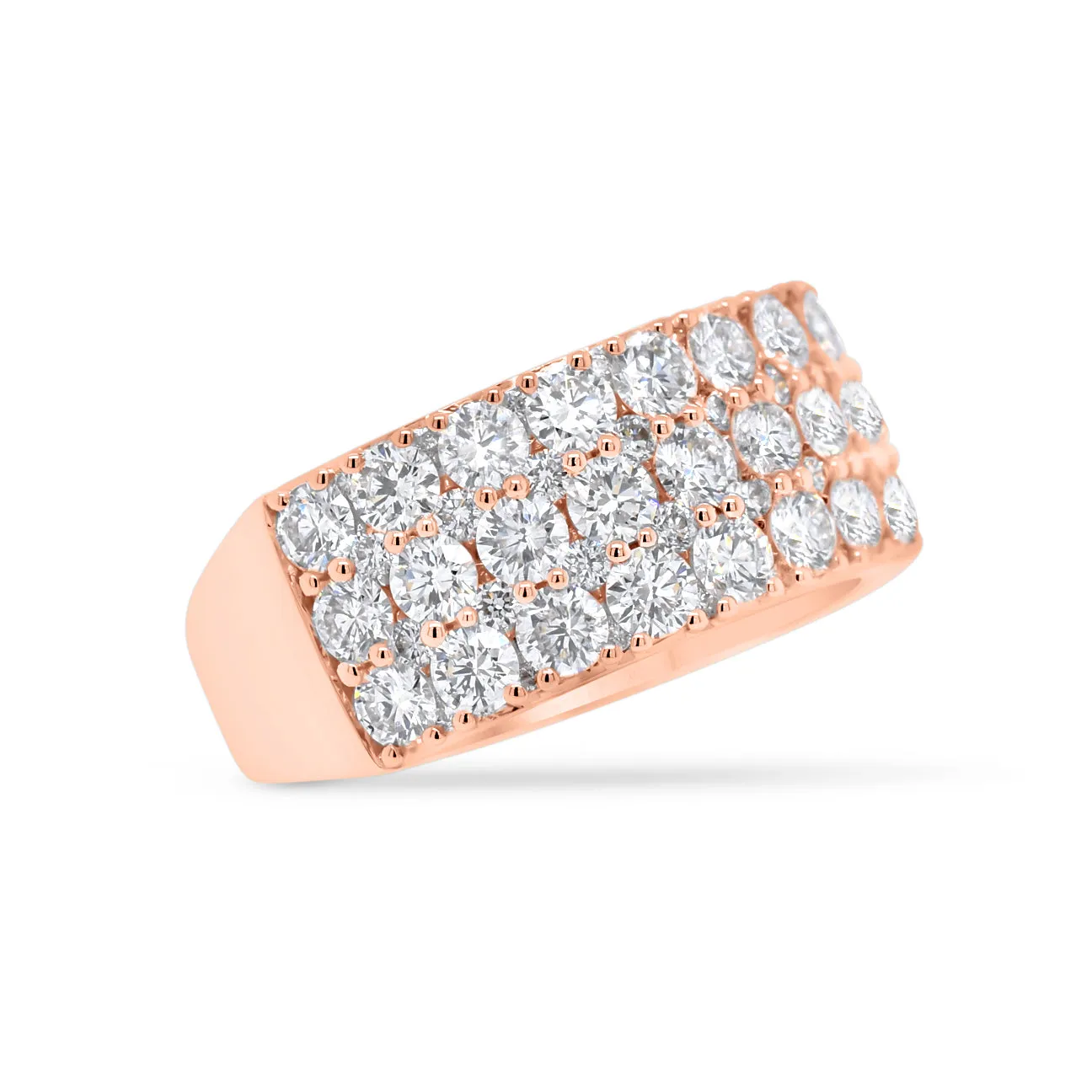 Diamond Triple Row Half-Way Wedding Band