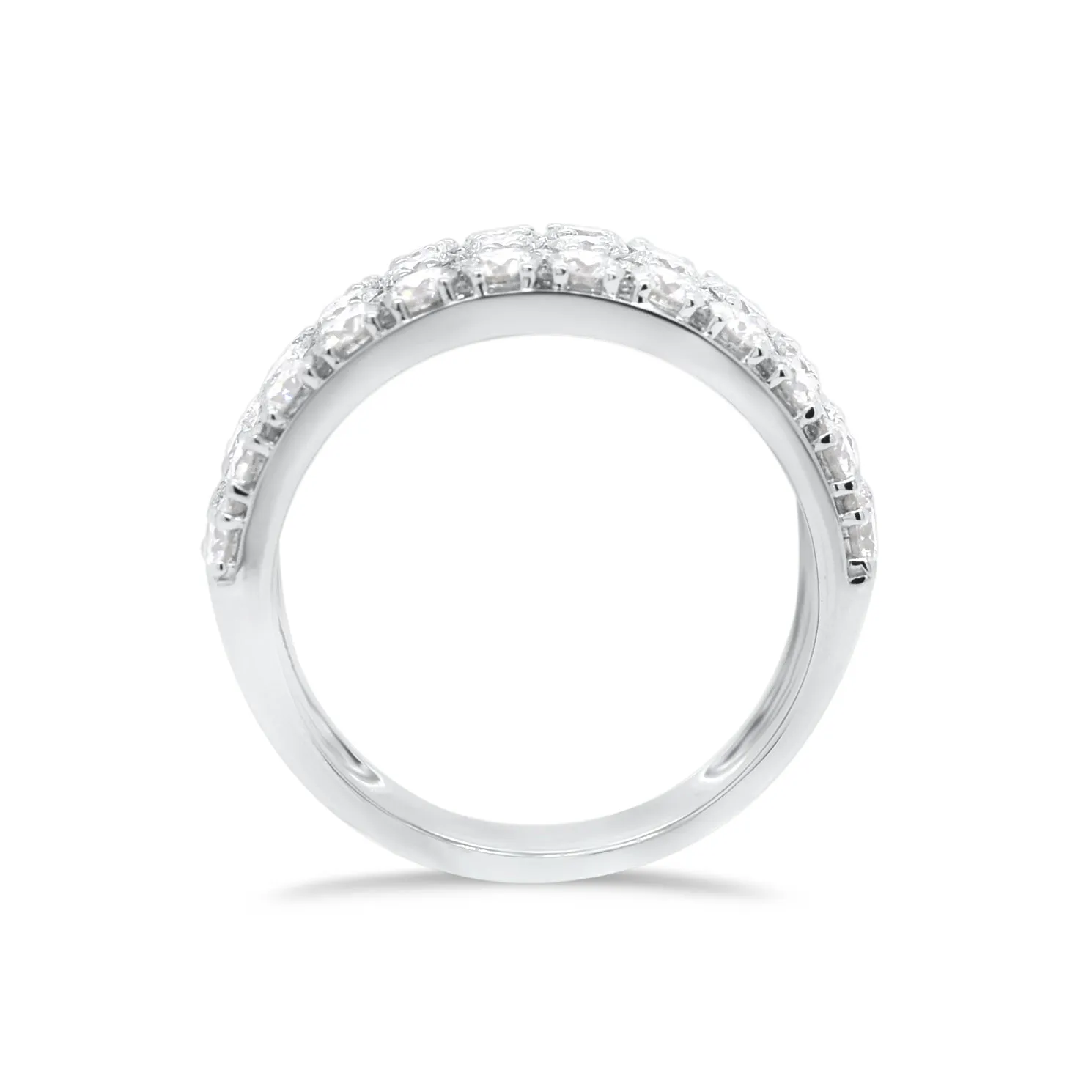 Diamond Triple Row Half-Way Wedding Band