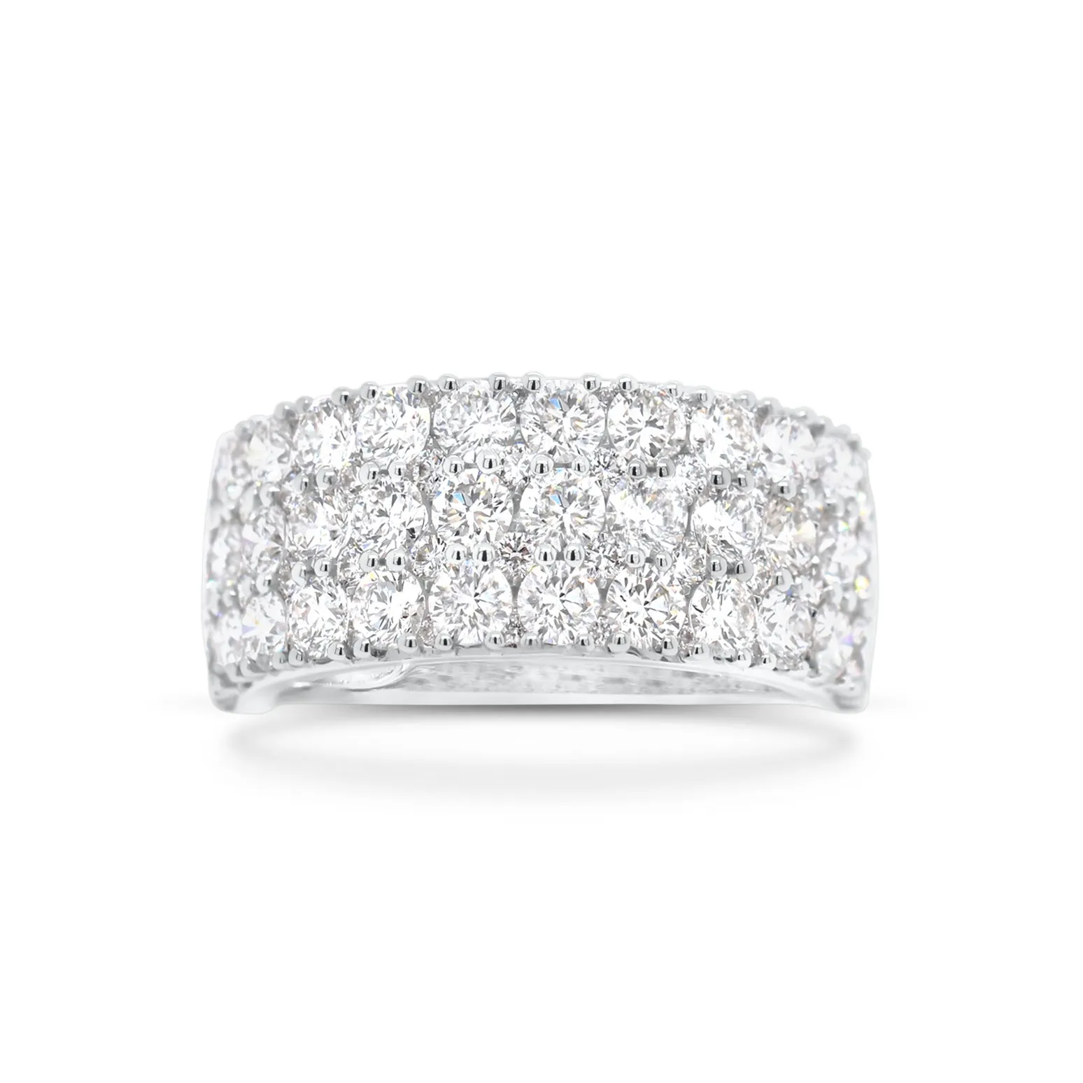 Diamond Triple Row Half-Way Wedding Band