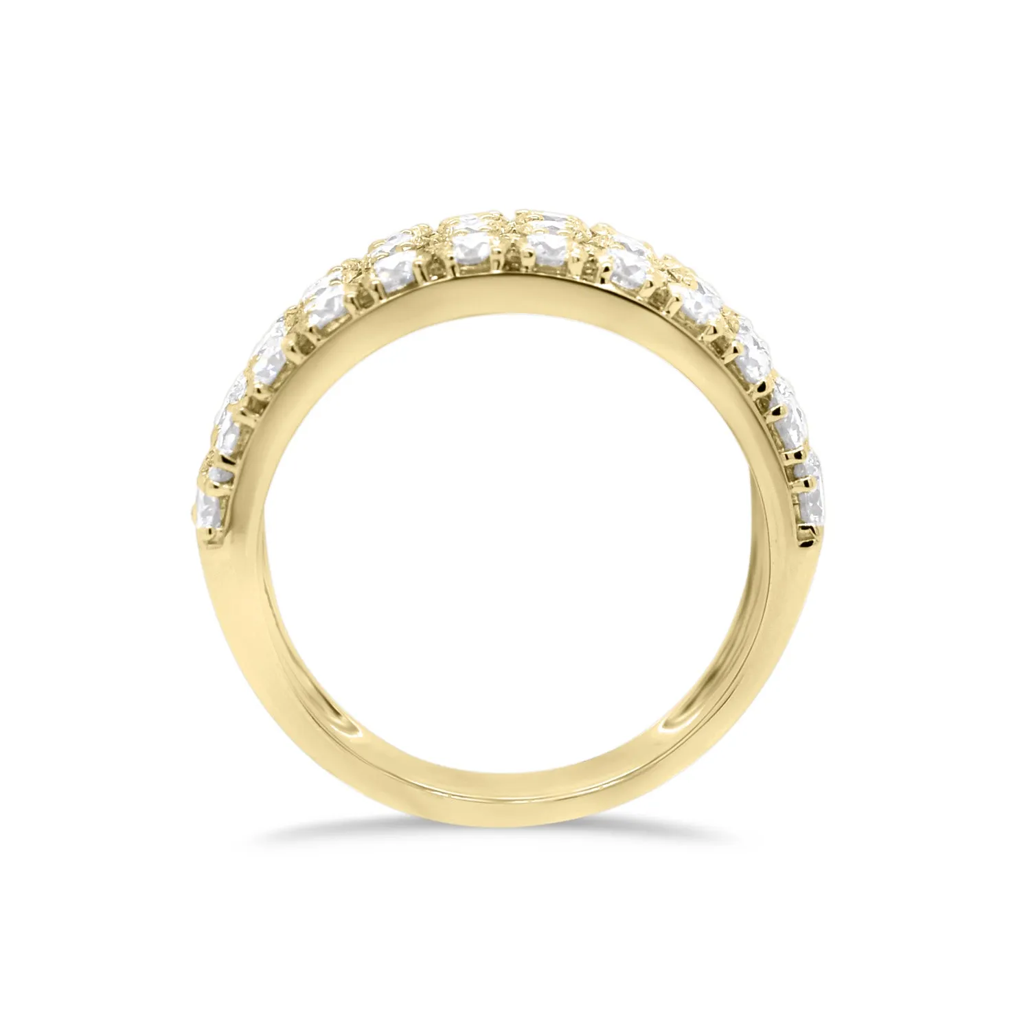 Diamond Triple Row Half-Way Wedding Band