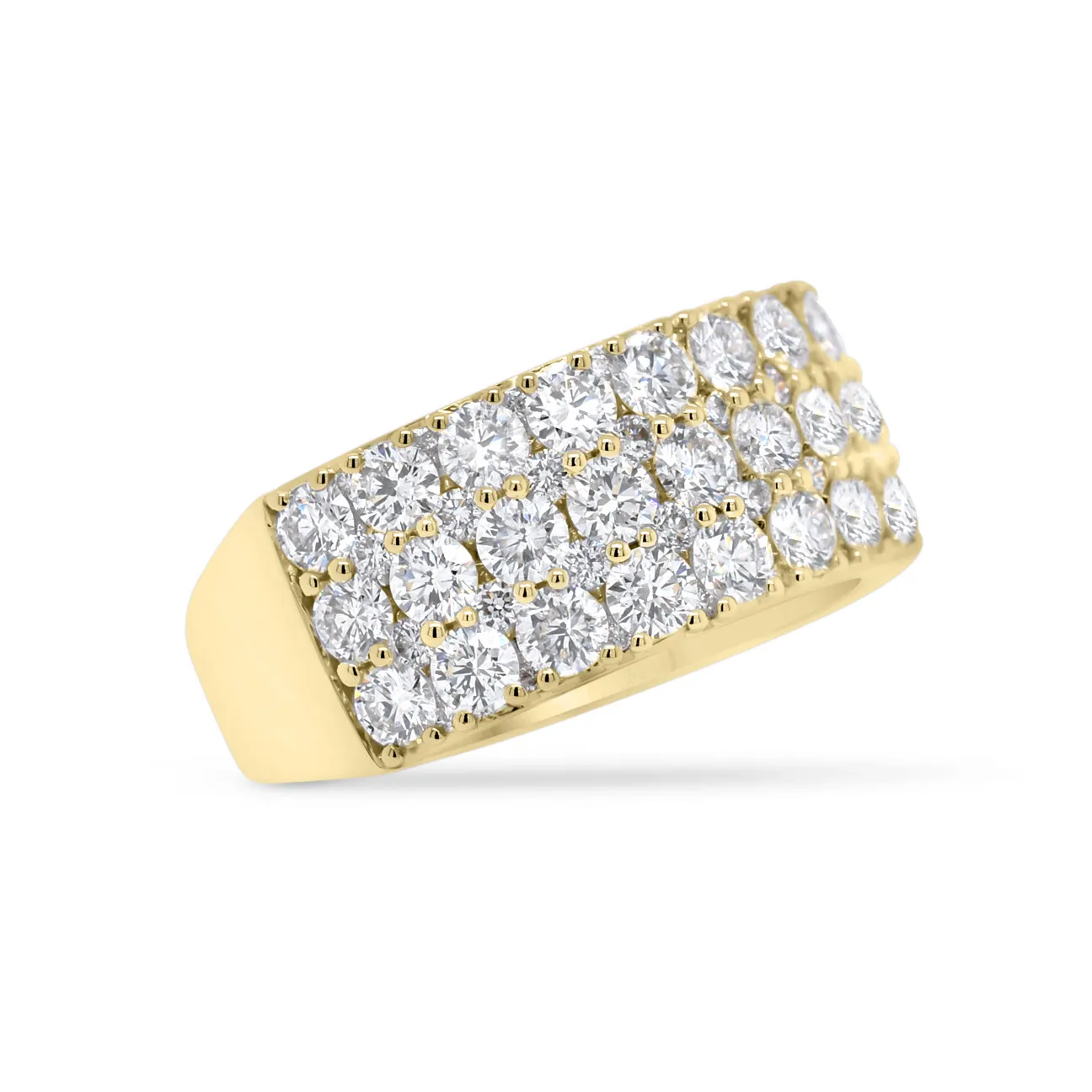 Diamond Triple Row Half-Way Wedding Band