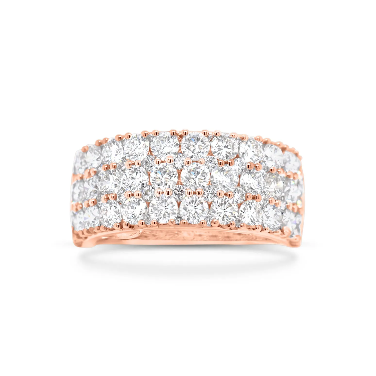 Diamond Triple Row Half-Way Wedding Band