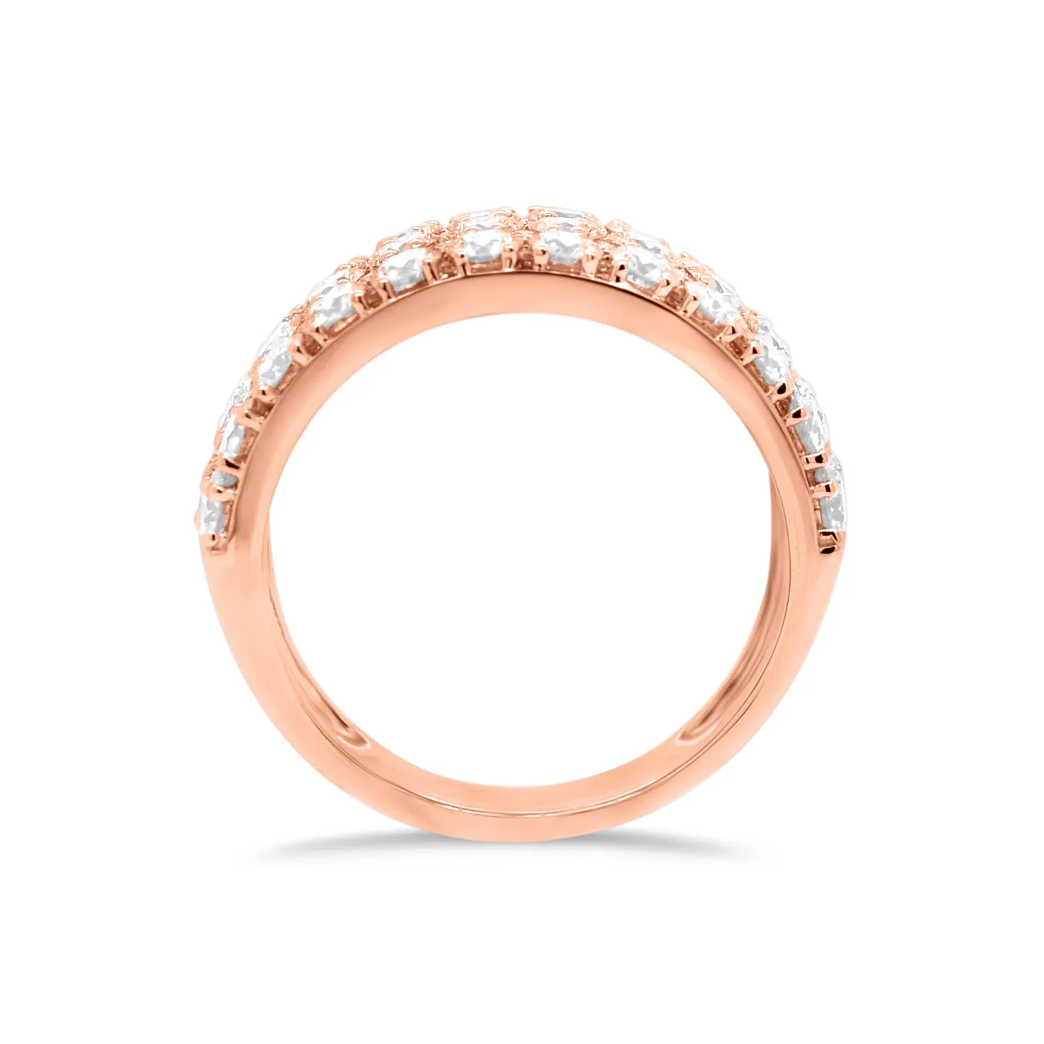Diamond Triple Row Half-Way Wedding Band