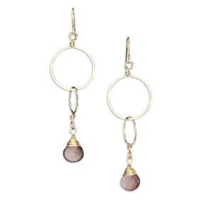 Double Circle Earrings with Chocolate Moonstone