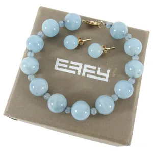 Effy Aquamarine and 14K Bead Bracelet and Earrings Set