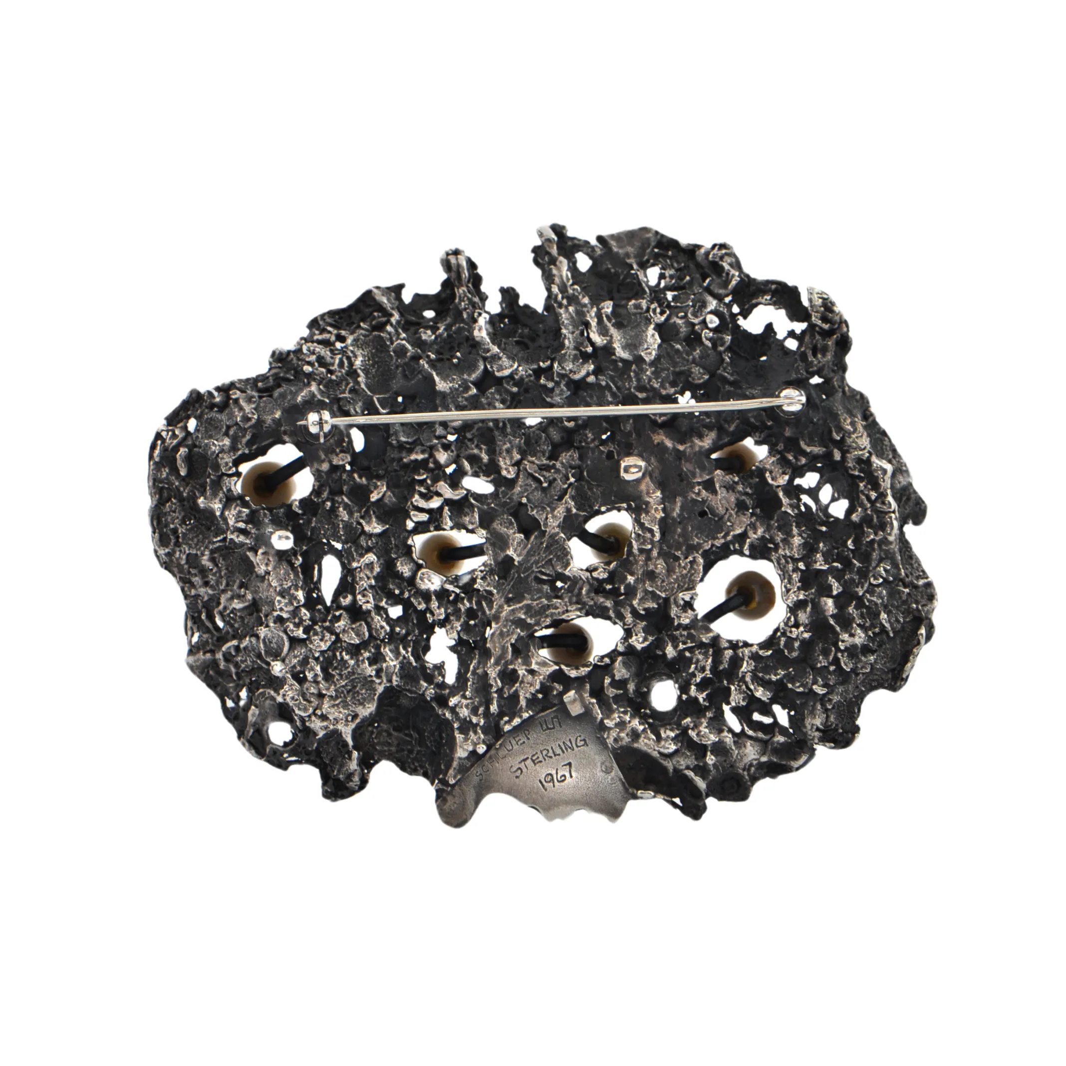 Estate Walter Schluep Sterling Silver and Pearl Brooch/Necklace 1976