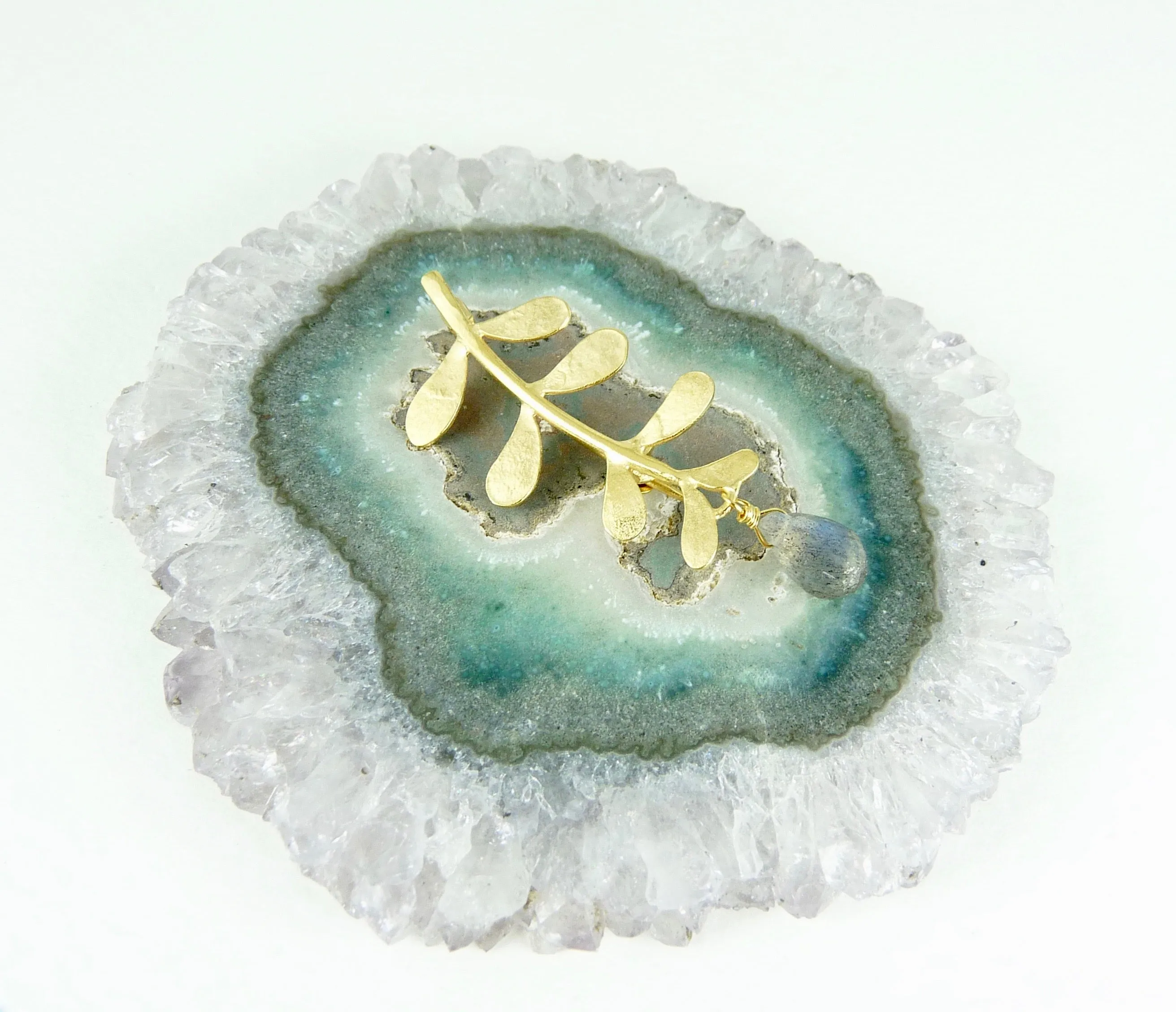 Evie Brooch With Labradorite