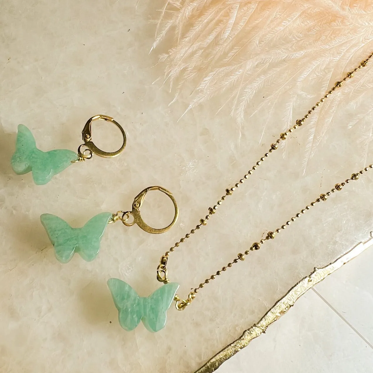 Fae: Carved Gemstone Butterfly Necklace