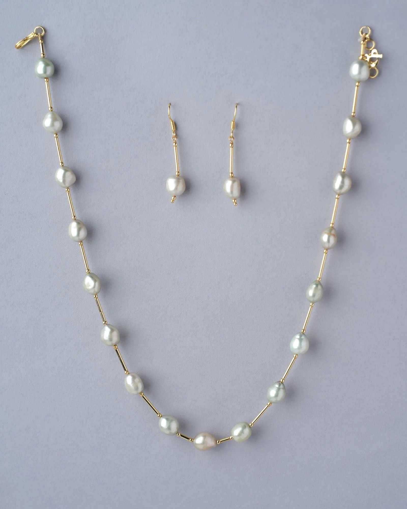 Fancy Grey Pearl Necklace Set