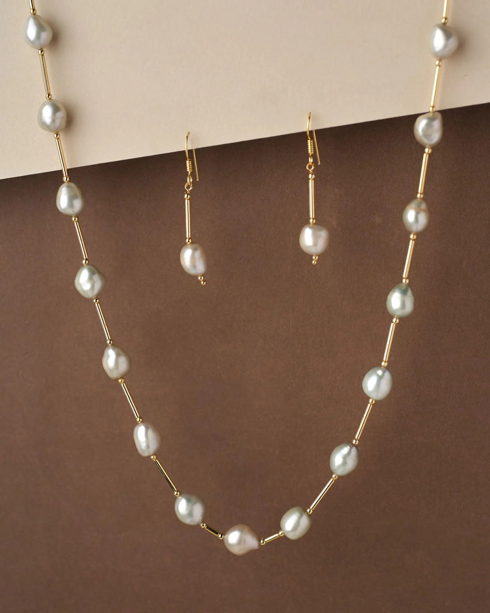 Fancy Grey Pearl Necklace Set