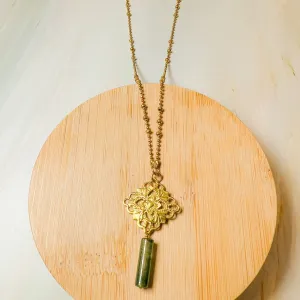 Foresta: Moss Agate Tile Necklacce