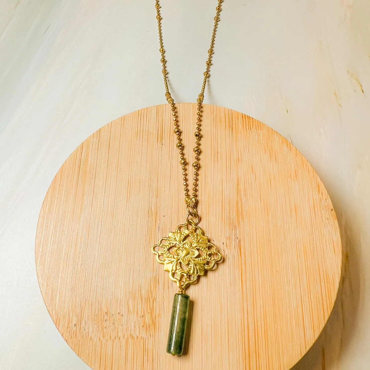 Foresta: Moss Agate Tile Necklacce