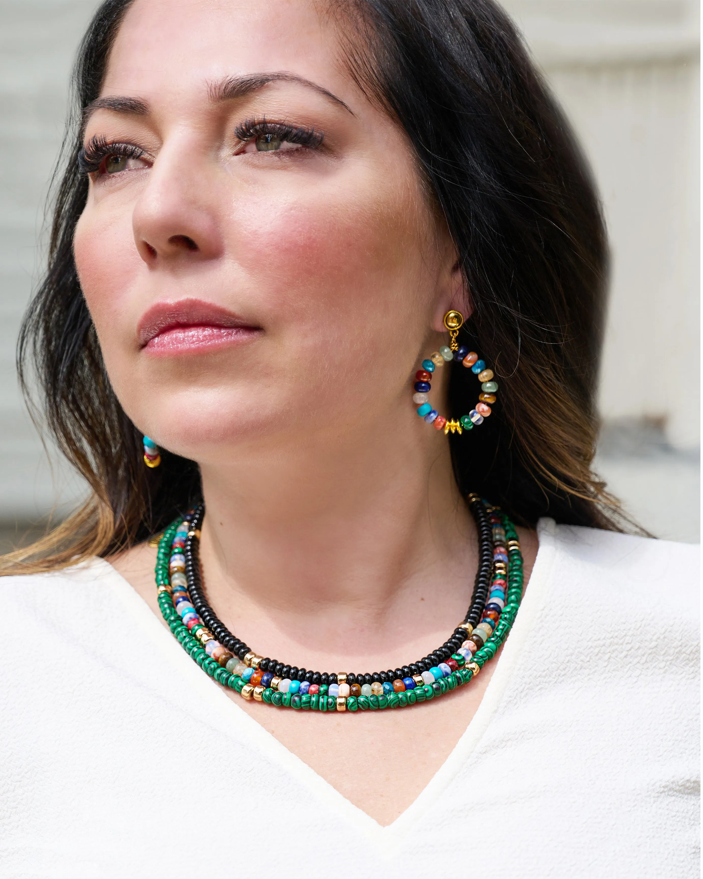 Gemstone Rondelle Earrings (ER604)