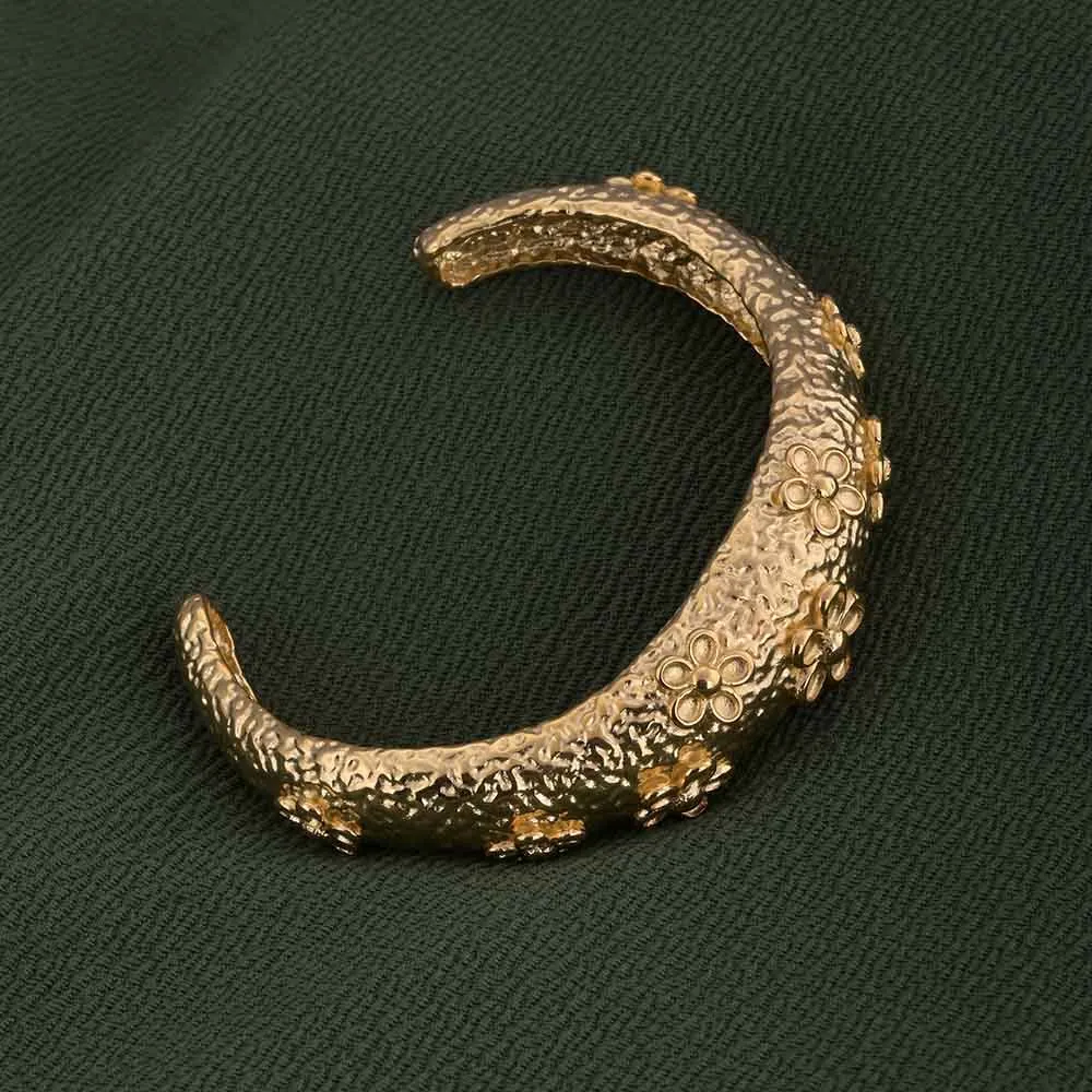 Gold Bangle With Flower Kada
