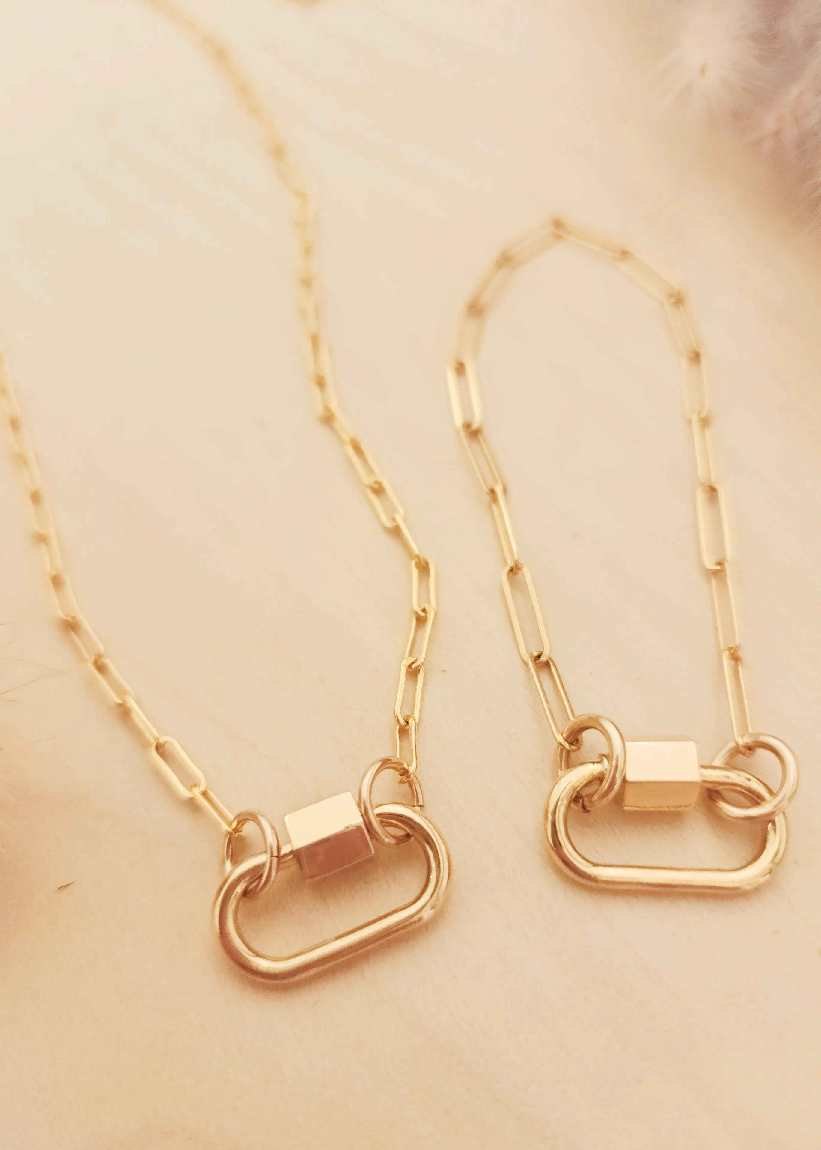 Gold Carabiner Paperclip Charm Bracelet