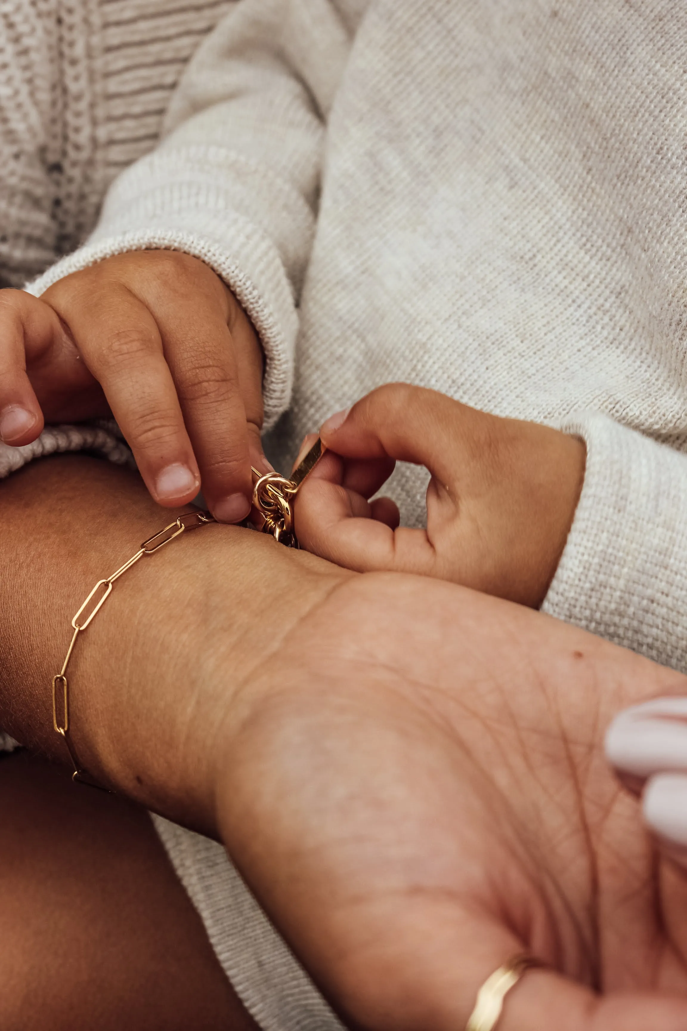 Gold Carabiner Paperclip Charm Bracelet