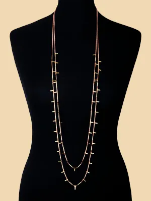 Gold Cord Bronze Ingot Necklace