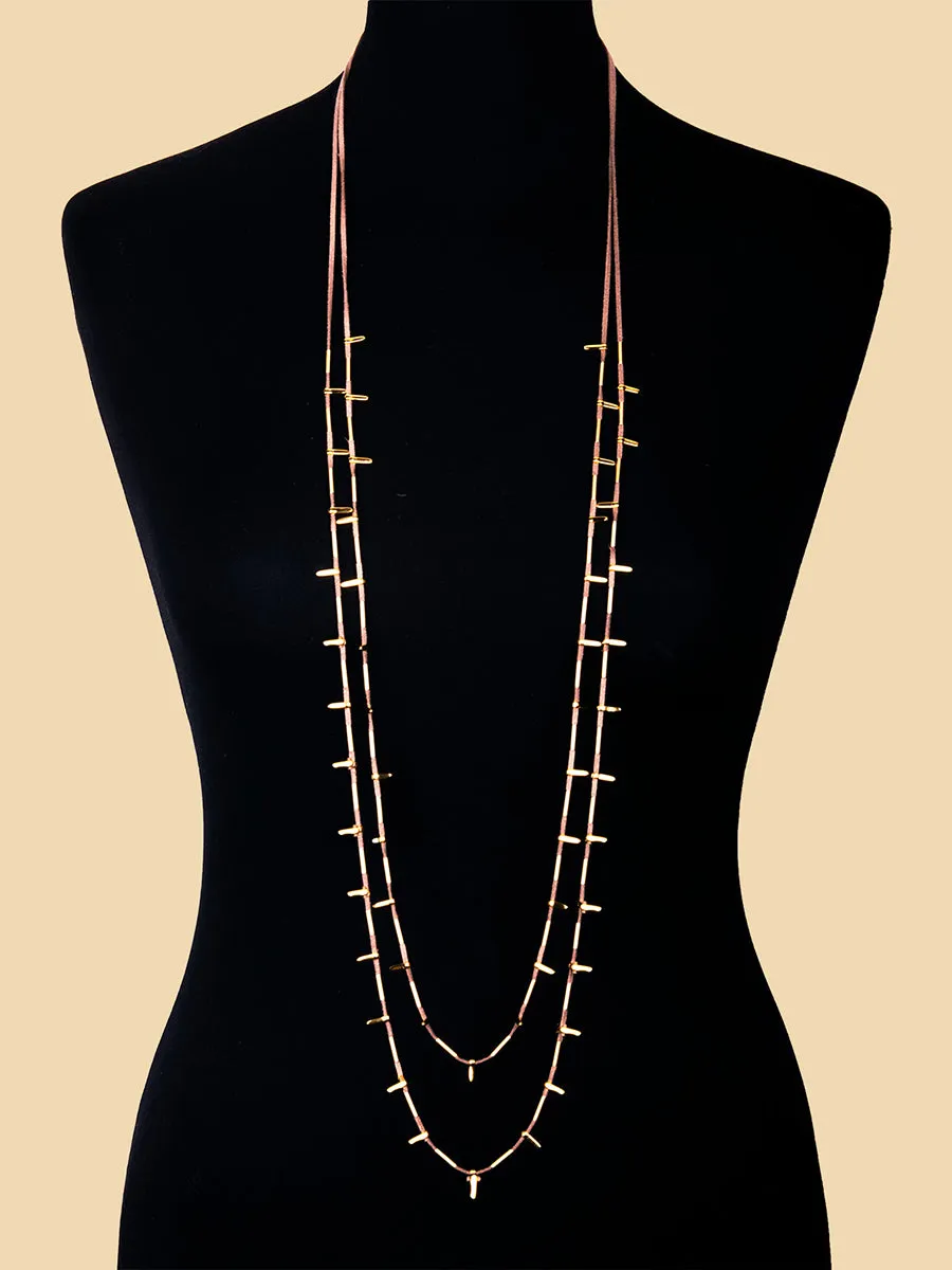 Gold Cord Bronze Ingot Necklace
