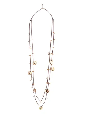 Gold Cord with Bronze Circles Necklace