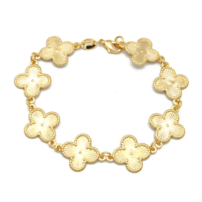 Gold Filled Link Chain Clover Bracelet
