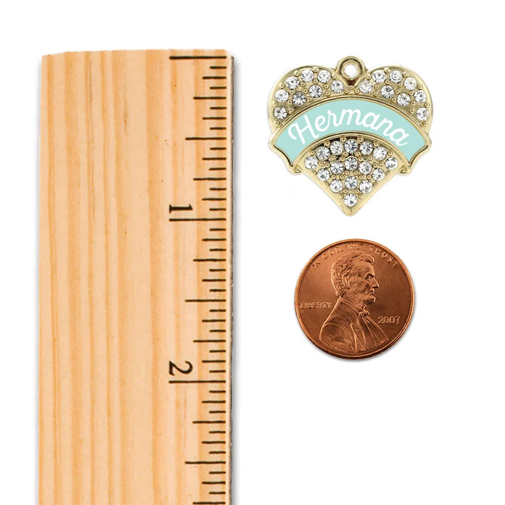 Gold Hermana - Mint Pave Heart Charm Braided Bracelet