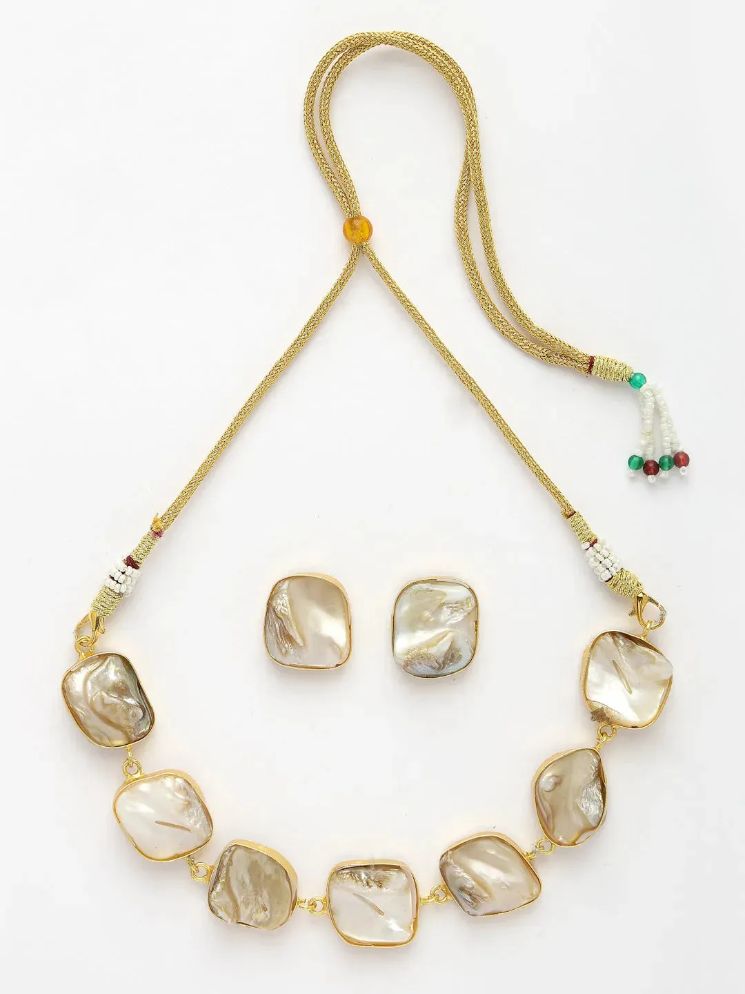Gold-Plated Mother of Pearl Handcrafted Jewellery Set