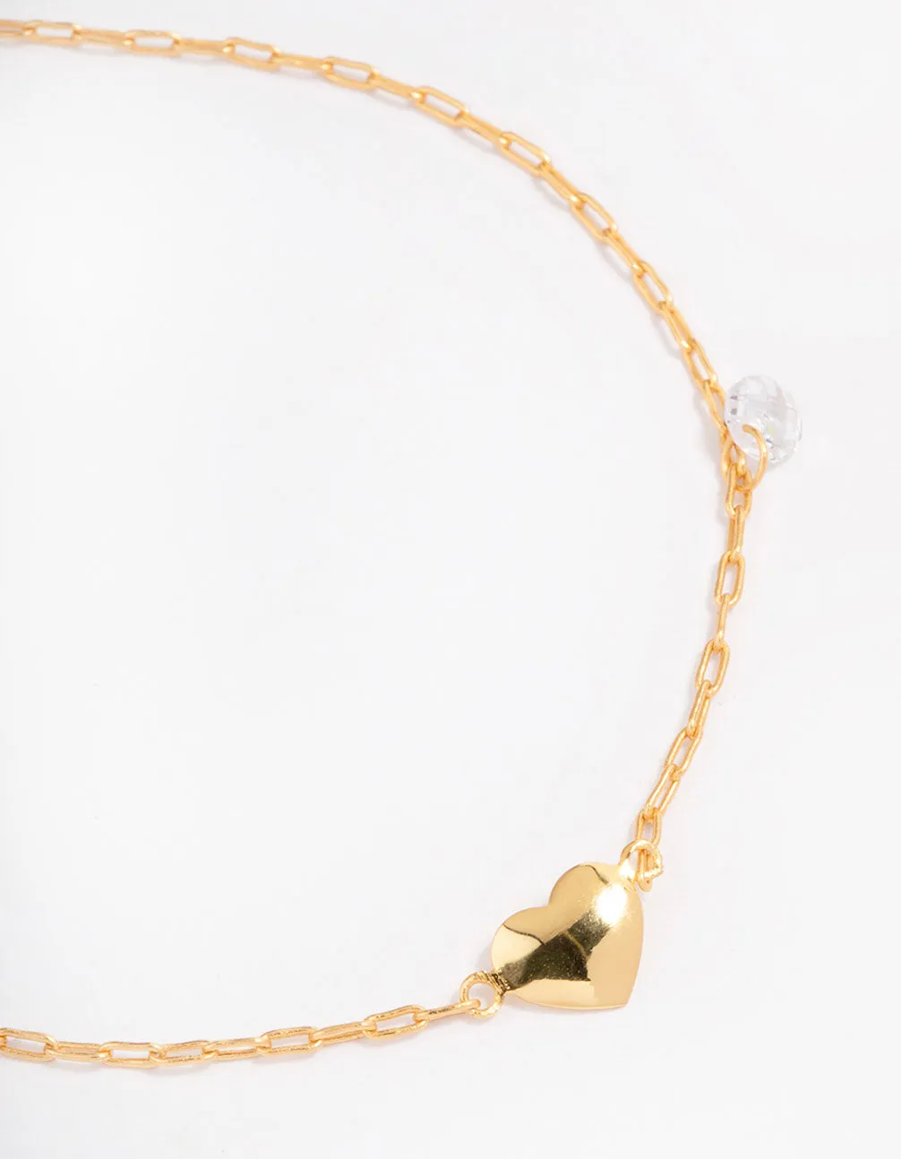 Gold Plated Sterling Silver Heart & Charm Bracelet