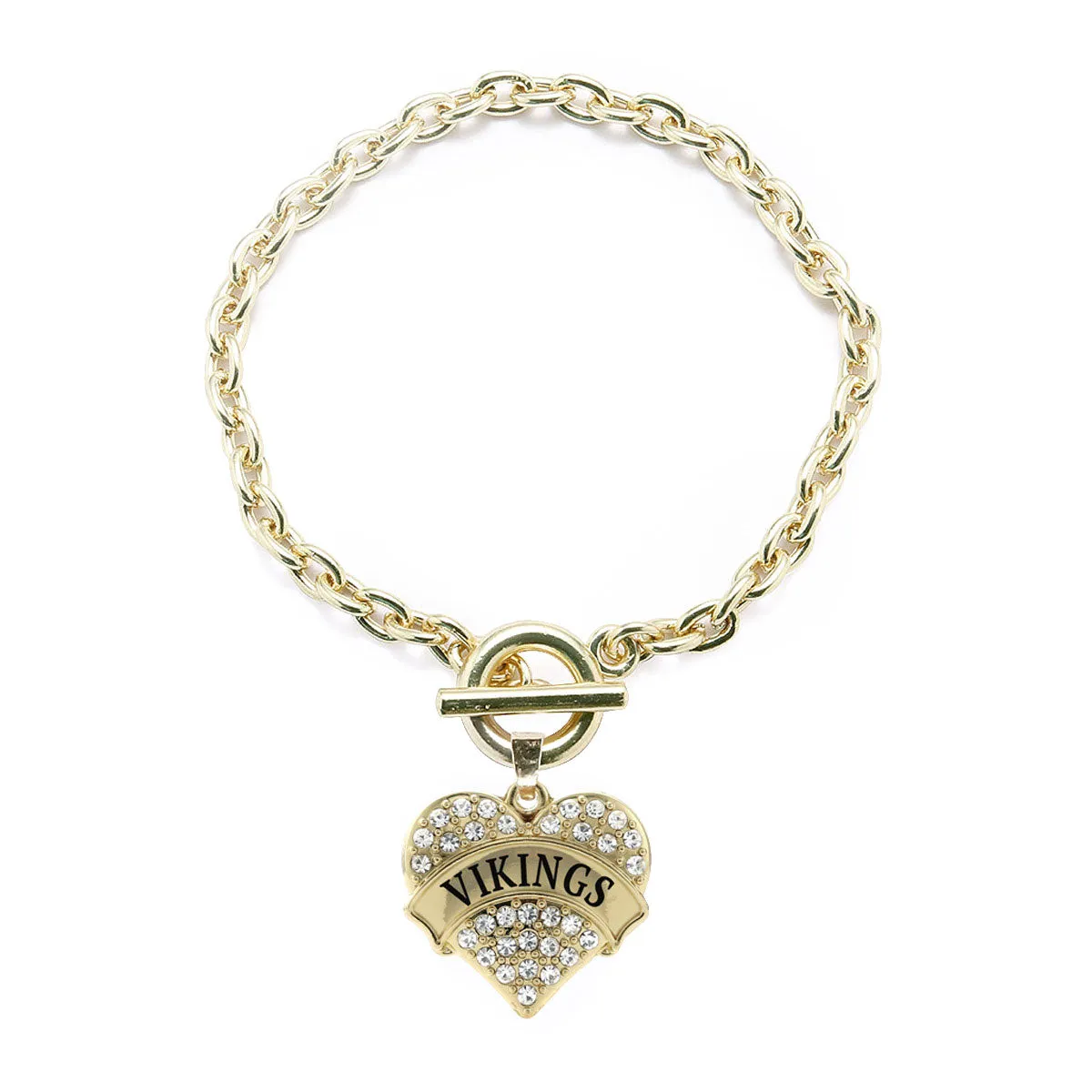 Gold Vikings Pave Heart Charm Toggle Bracelet