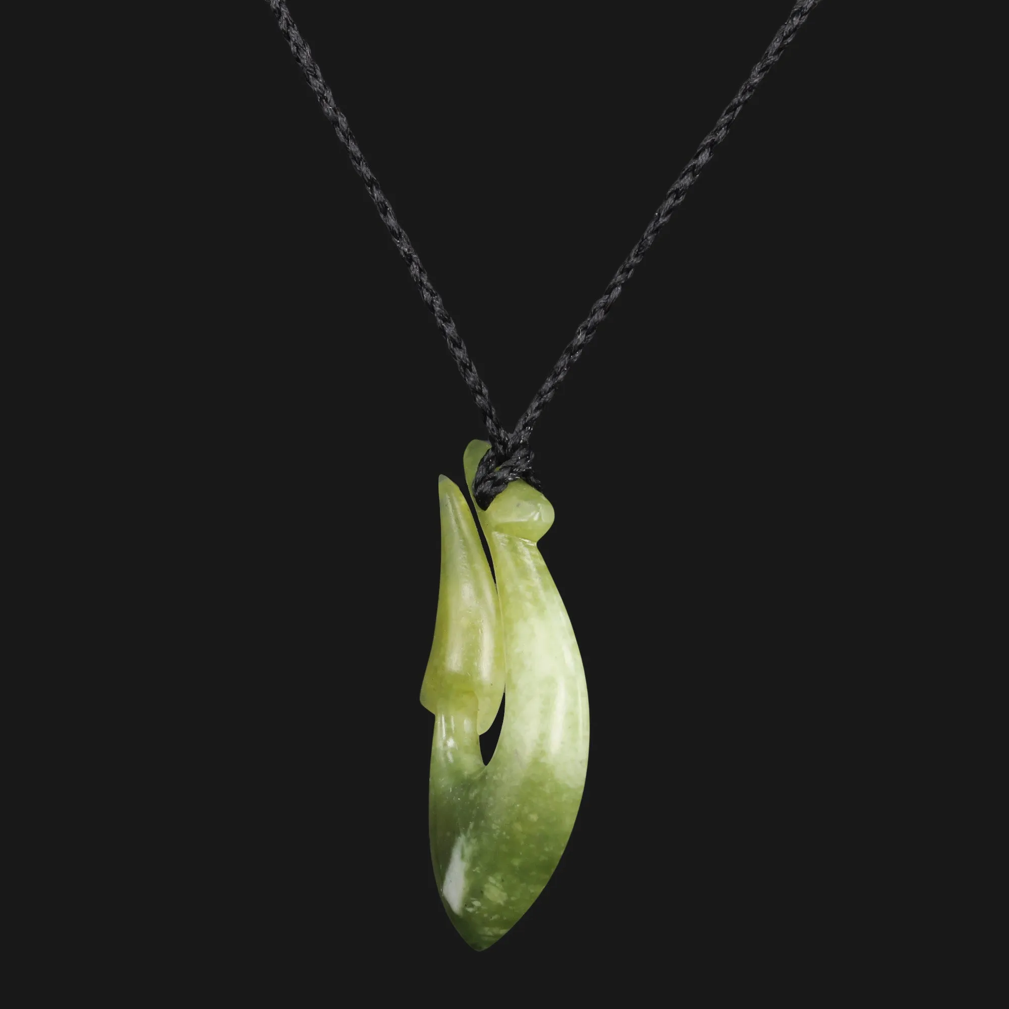 Hand-carved Green Flower Jade Maori Fish Hook Pendant Necklace - Perfect Gift for Her Unique Beauty Everyday Wear Maori Style Green Jade
