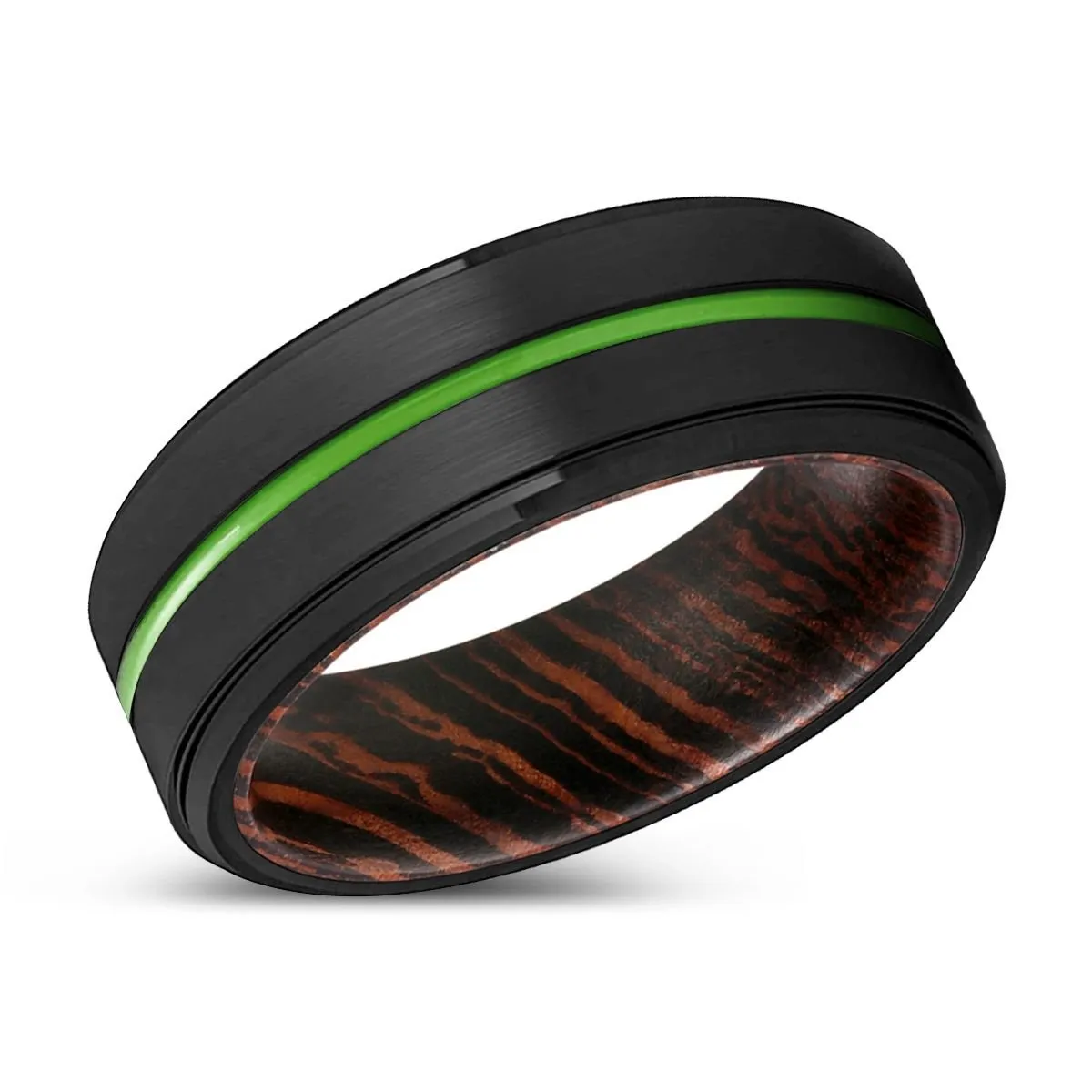 HAYWARD | Wenge Wood, Black Tungsten Ring, Green Groove, Stepped Edge