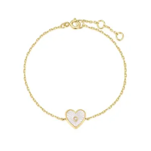 HEART SHAPED MOP PENDANT WITH CZ CENTER STONE BRACELET