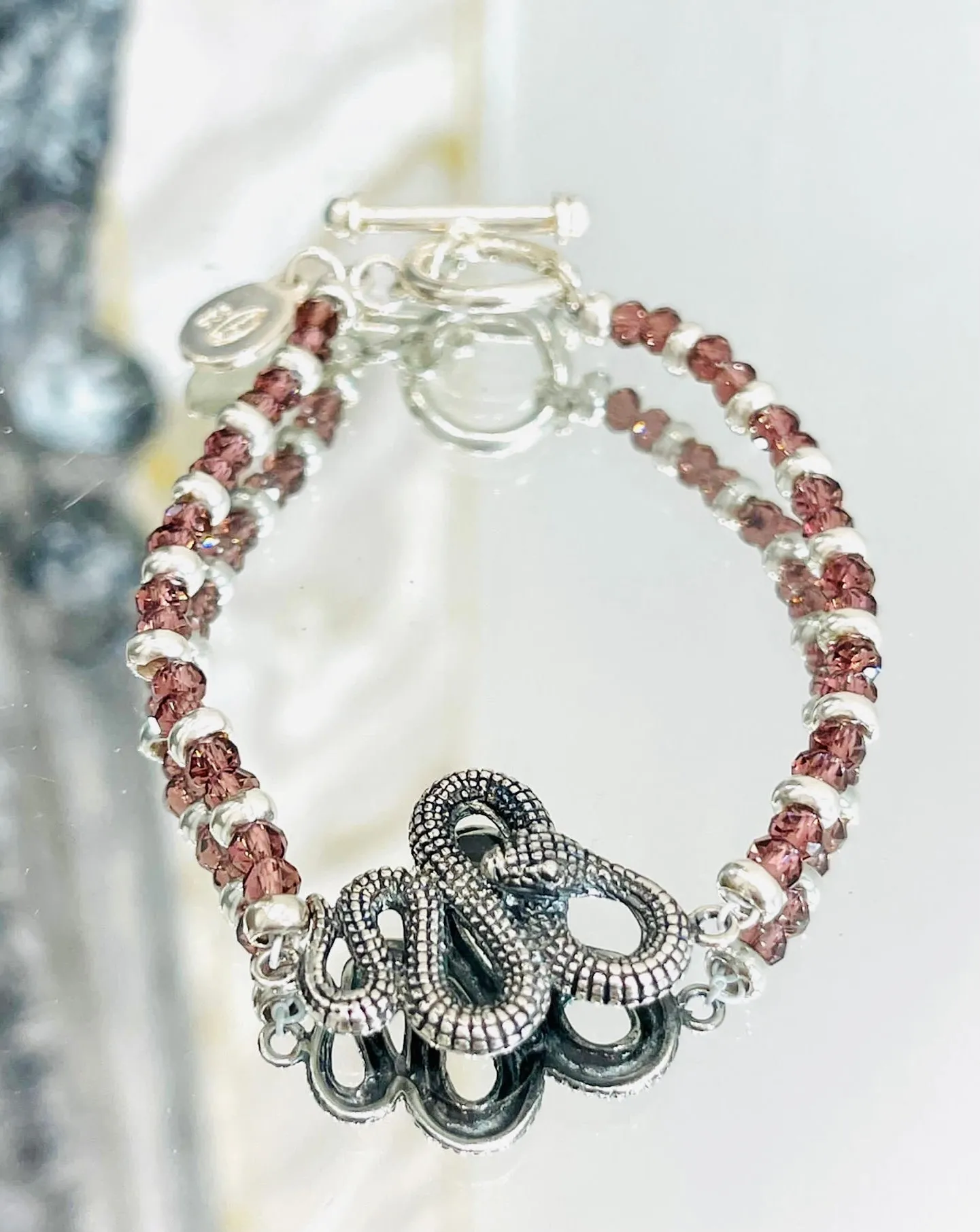 Ilari Silver & Gemstone Snake Bracelet