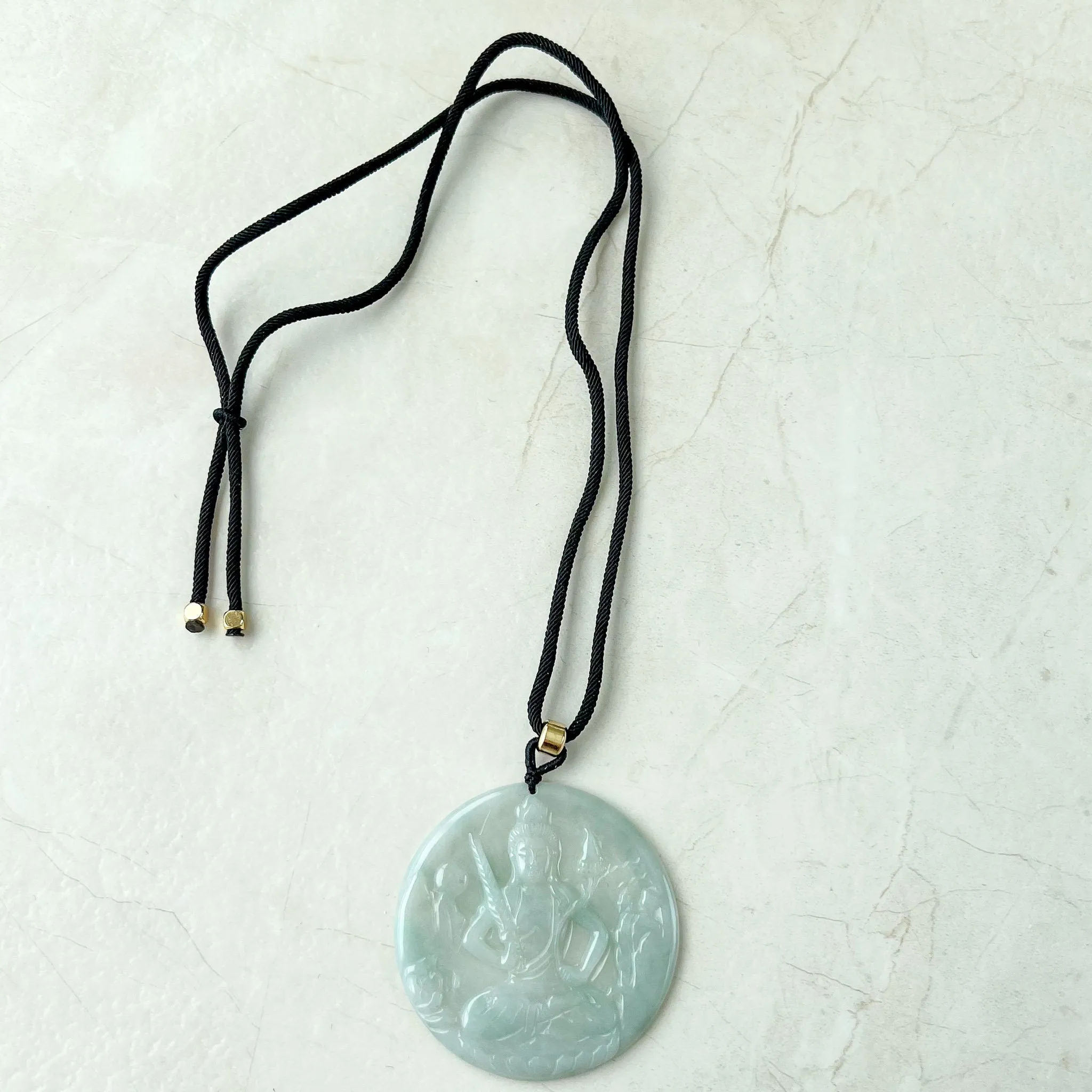 Jadeite Jade Akasagarbha Buddha, Xu Kong Zang, bodhisattva, Hư Không Tạng Bồ Tát, 虚空藏菩萨, Hand Carved Pendant Necklace, YJ-0522-0424652