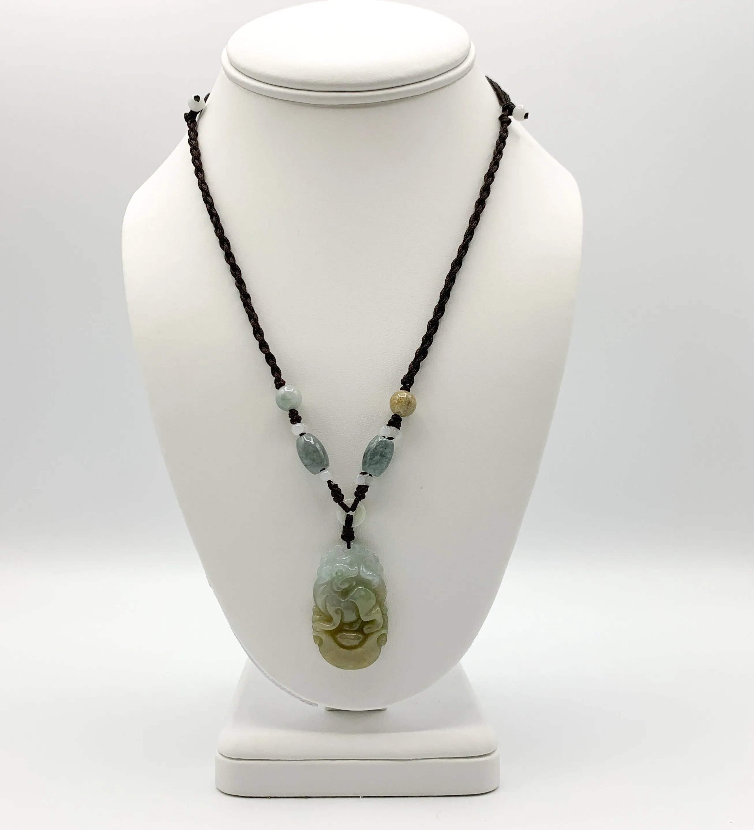 Jadeite Jade Dog Chinese Zodiac Hand Carved Red Pendant Necklace, YW-0110-1647127281