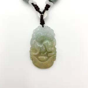 Jadeite Jade Dog Chinese Zodiac Hand Carved Red Pendant Necklace, YW-0110-1647127281