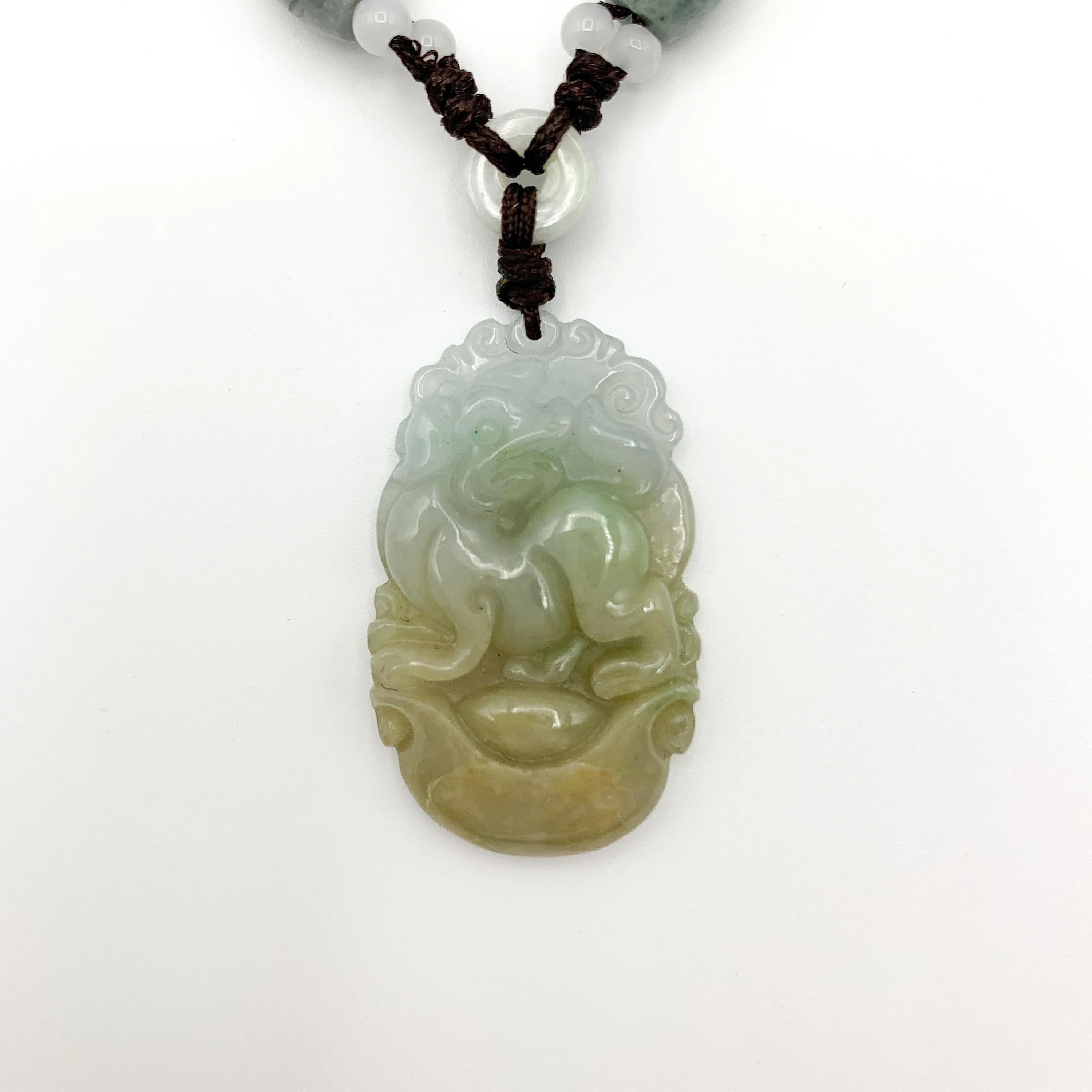 Jadeite Jade Dog Chinese Zodiac Hand Carved Red Pendant Necklace, YW-0110-1647127281