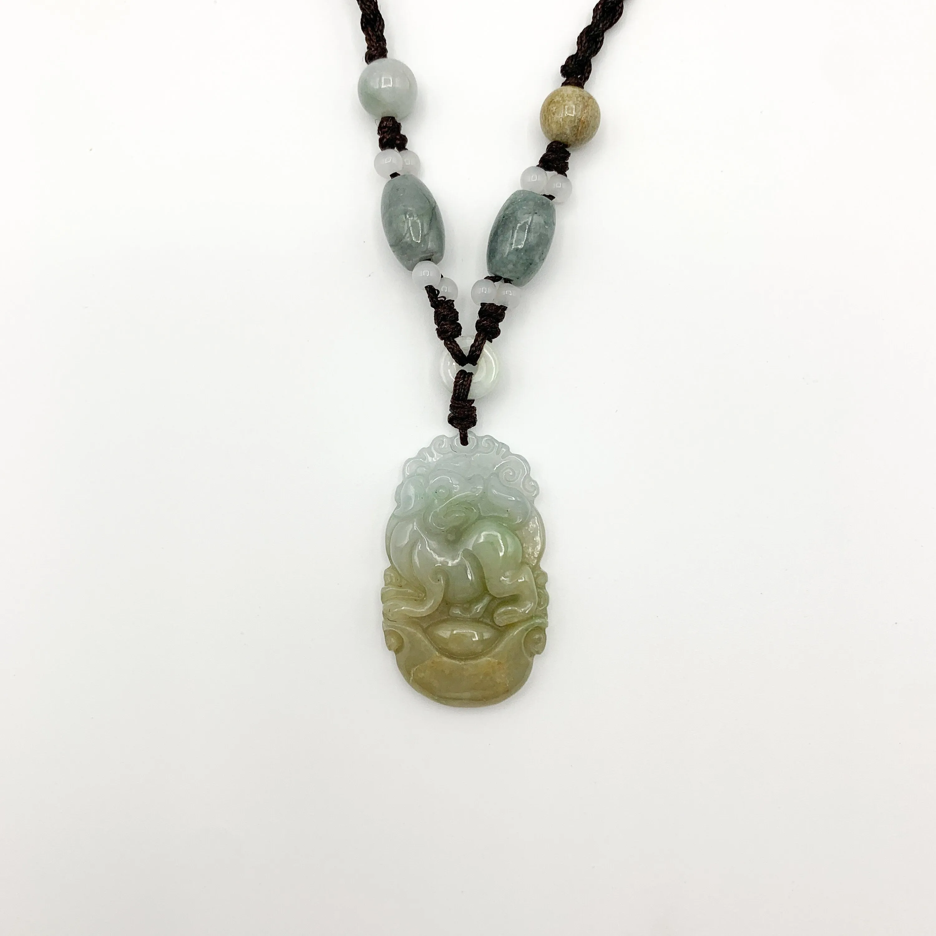Jadeite Jade Dog Chinese Zodiac Hand Carved Red Pendant Necklace, YW-0110-1647127281