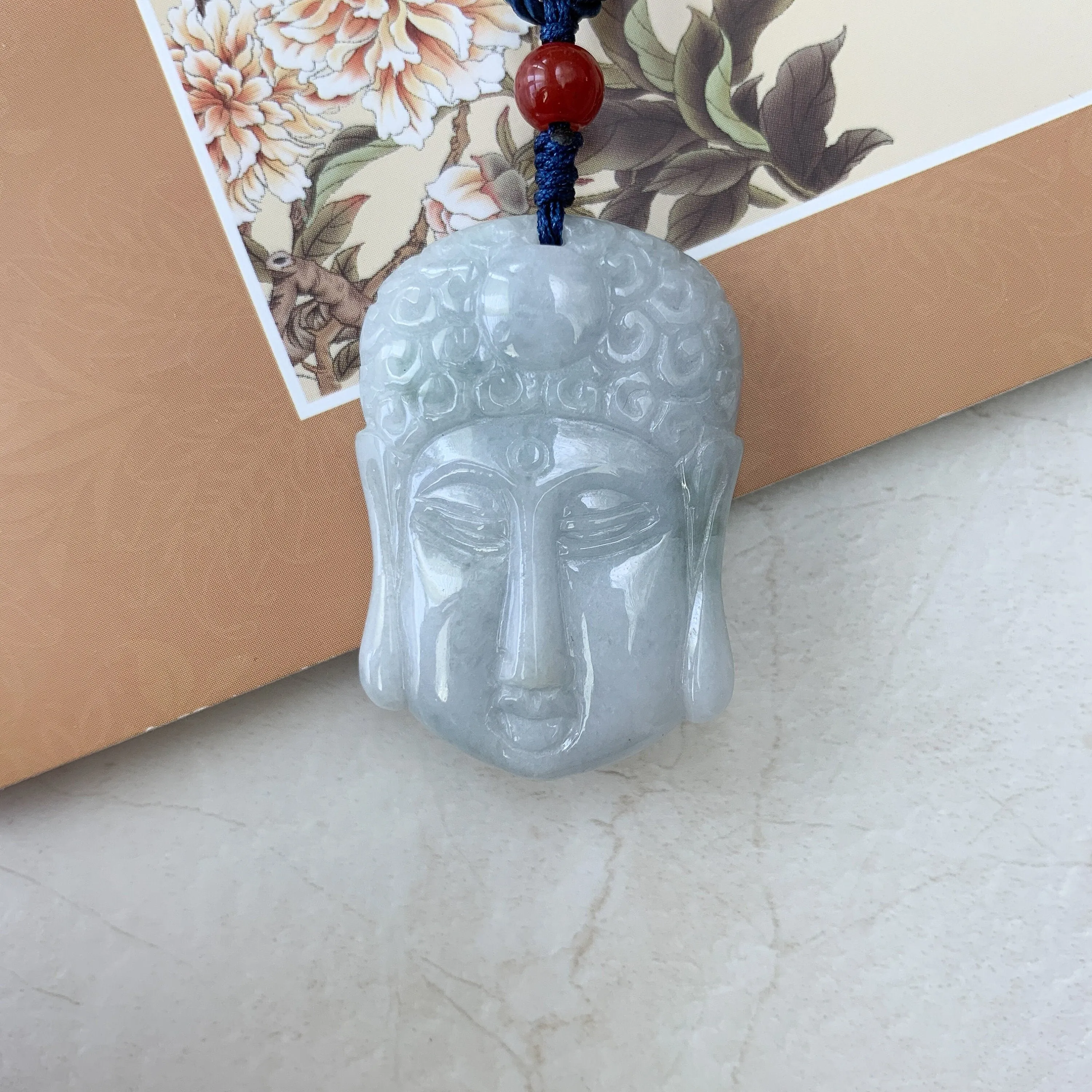 Jadeite Jade Double Face Buddha Carved Pendant Amida Amitabha Buddha, YW-0110-1646516094