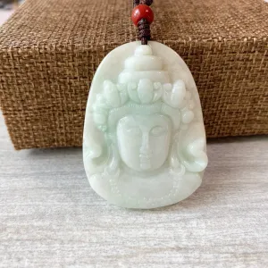 Jadeite Jade Guan Yin Head Carved Pendant, YW-0110-1647066074