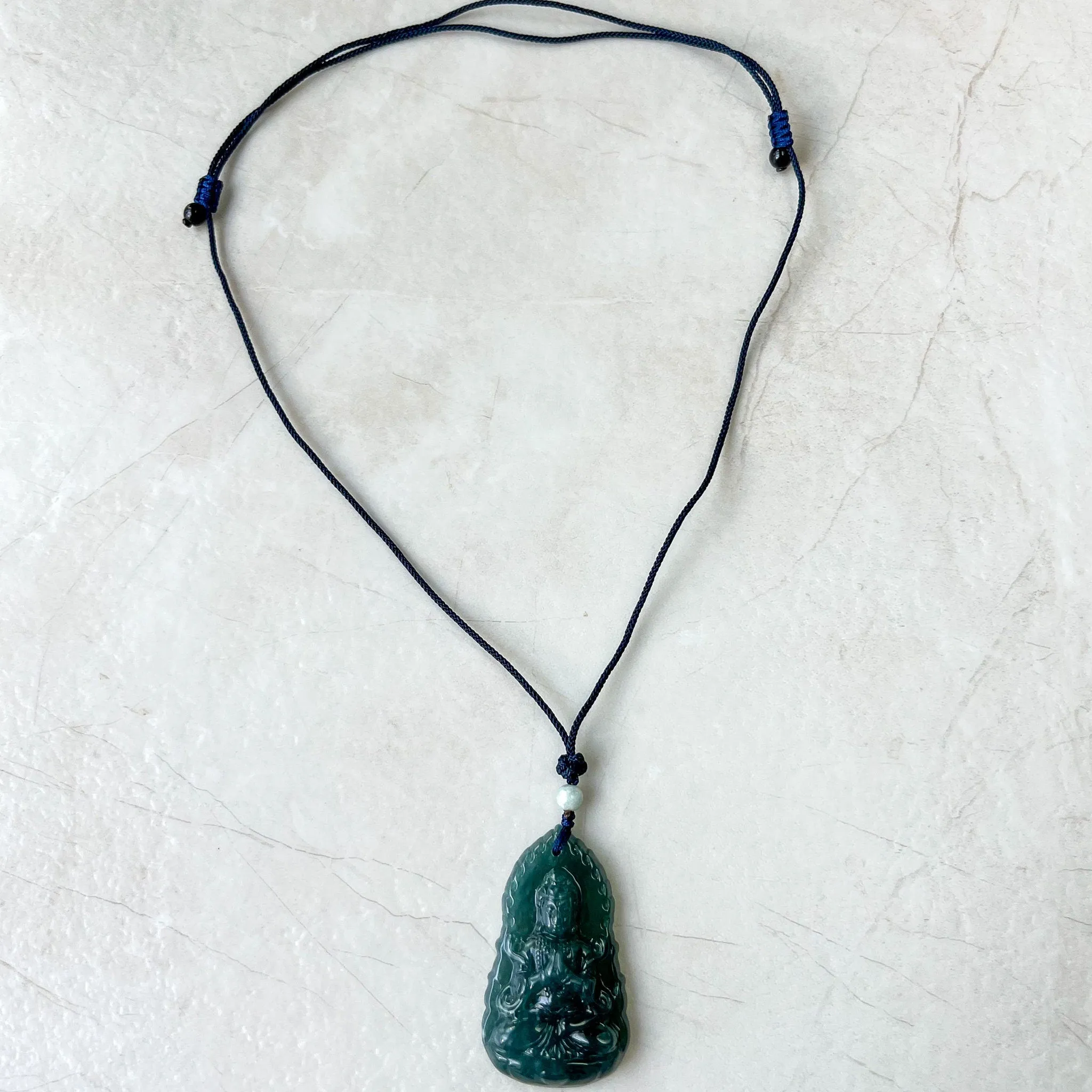 Jadeite Jade Guan Yin Kwan Yin Avalokitesvara Semi-Translucent Carved Pendant Necklace, ZYF-0622-1660944269