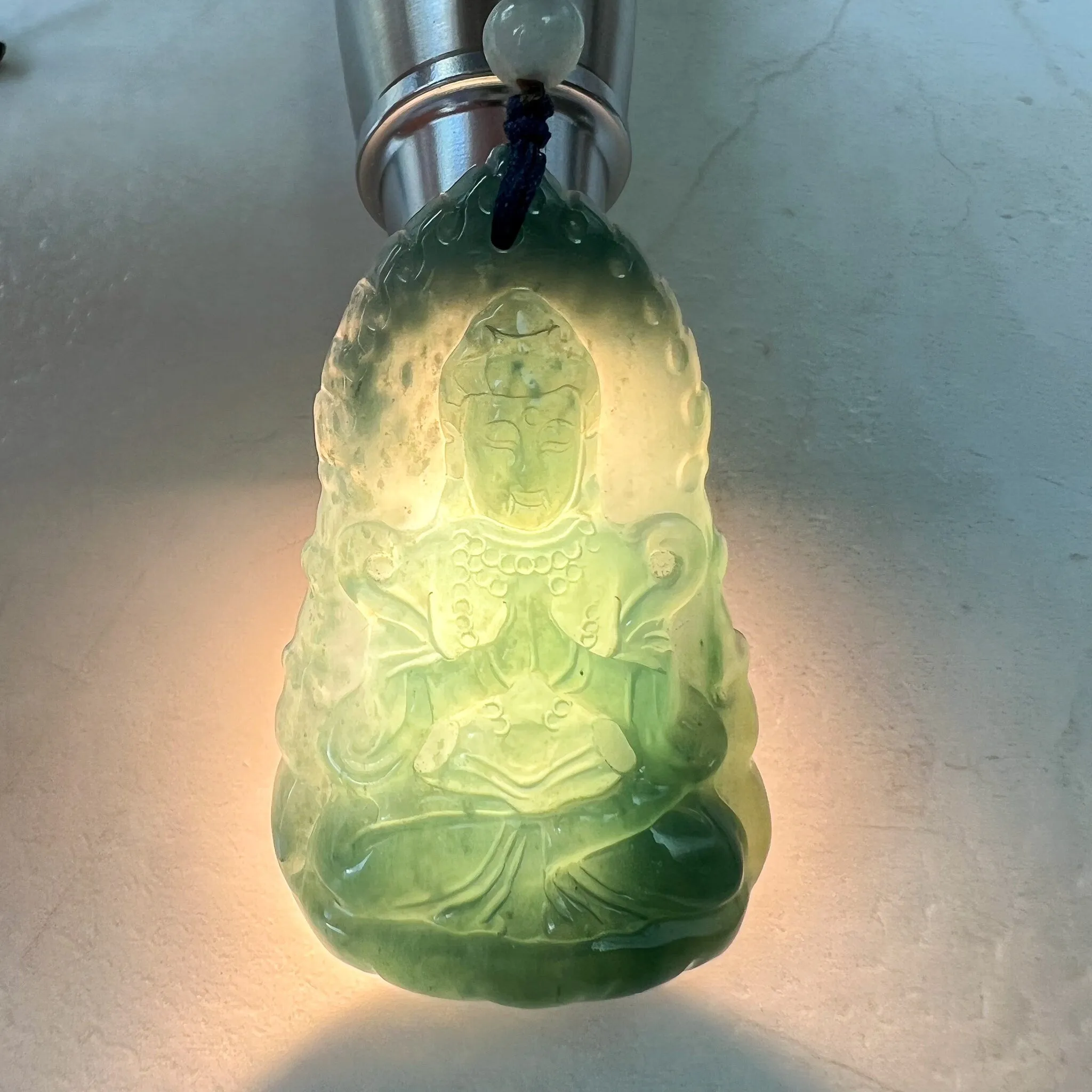 Jadeite Jade Guan Yin Kwan Yin Avalokitesvara Semi-Translucent Carved Pendant Necklace, ZYF-0622-1660944269