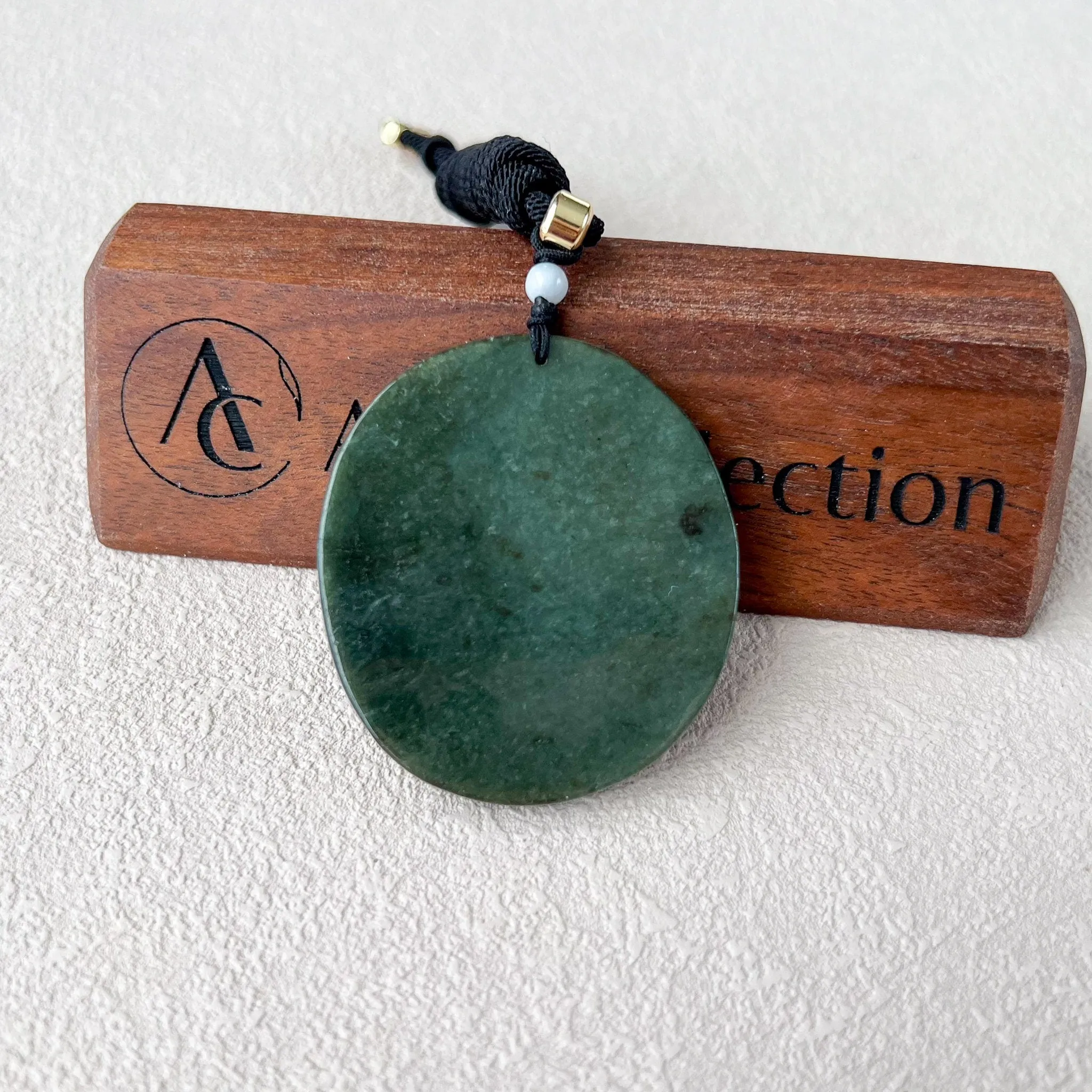 Jadeite Jade Guan Yin Kwan Yin Protected by Dragon Avalokitesvara Semi-Translucent Carved Pendant Necklace, YJ-0522-0371848