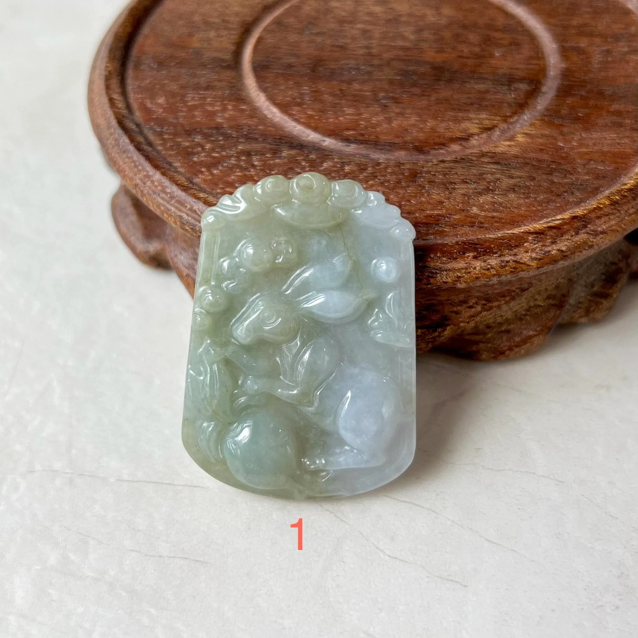 Jadeite Jade Rabbit Pendant, Chinese Zodiac Pendant, LJ-1221-1722575770